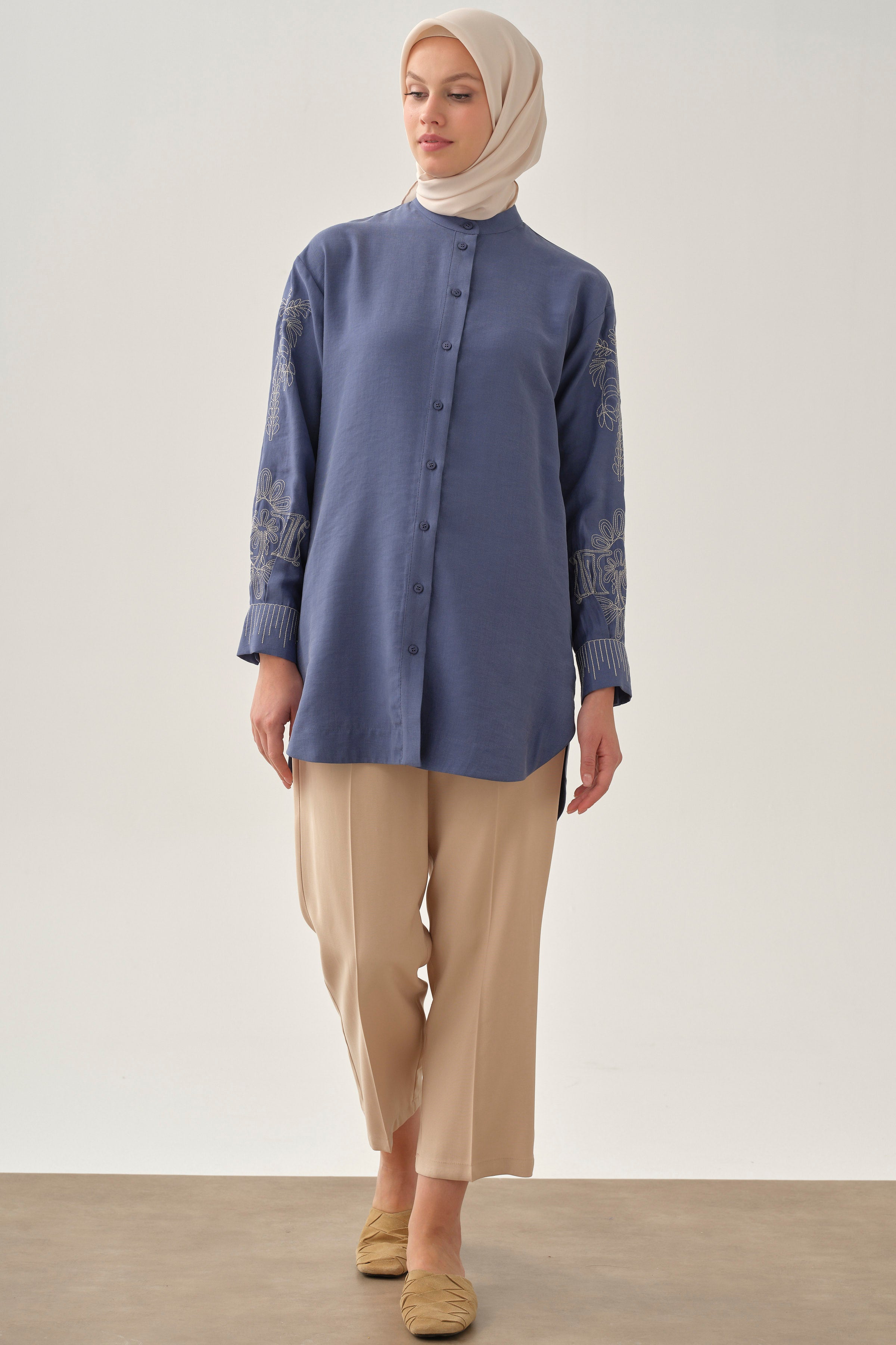 Boru Paça Pantolon - Kum TUGBA