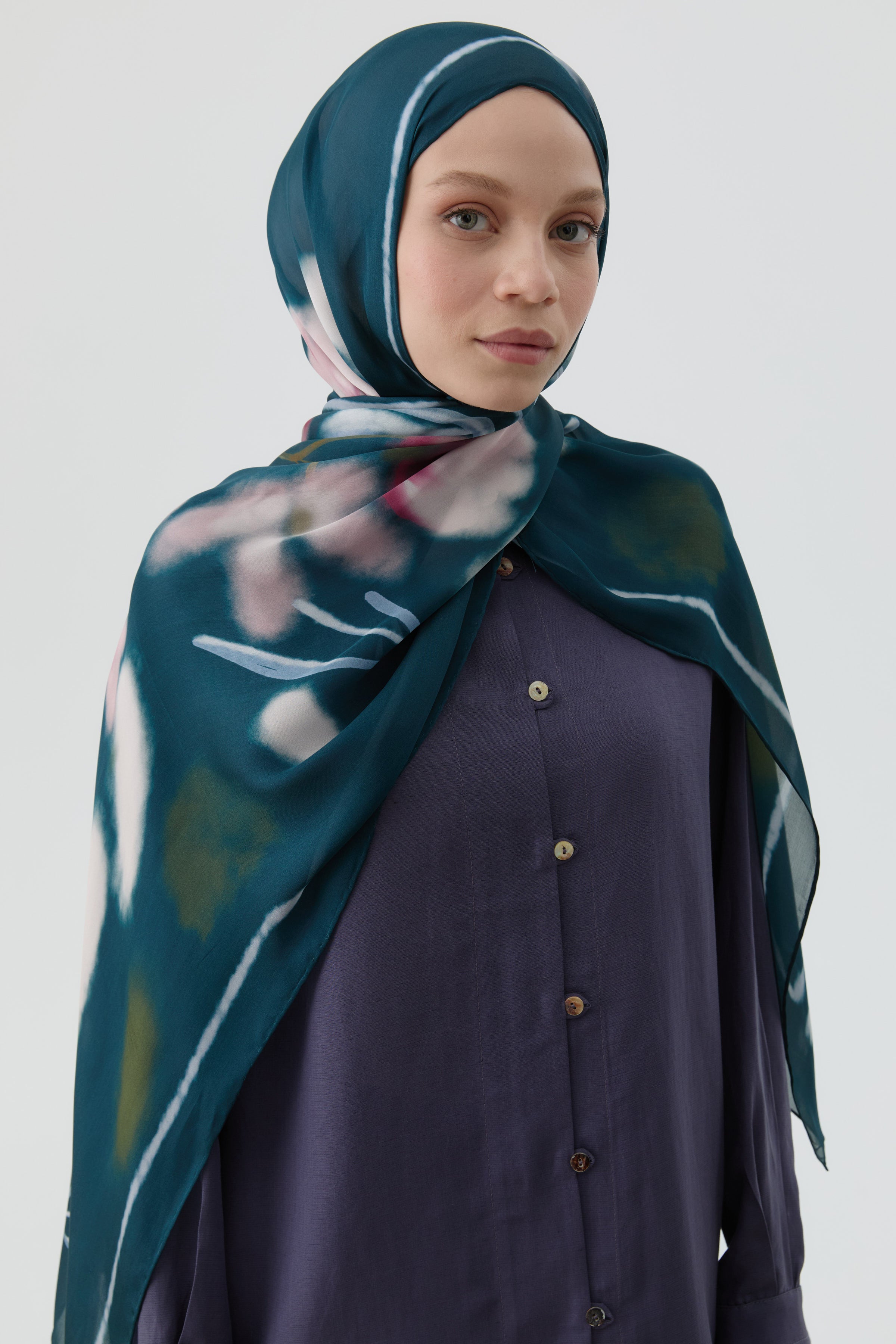 Brit Düğmeli Yırtmaçlı Tunik - İndigo TUGBA