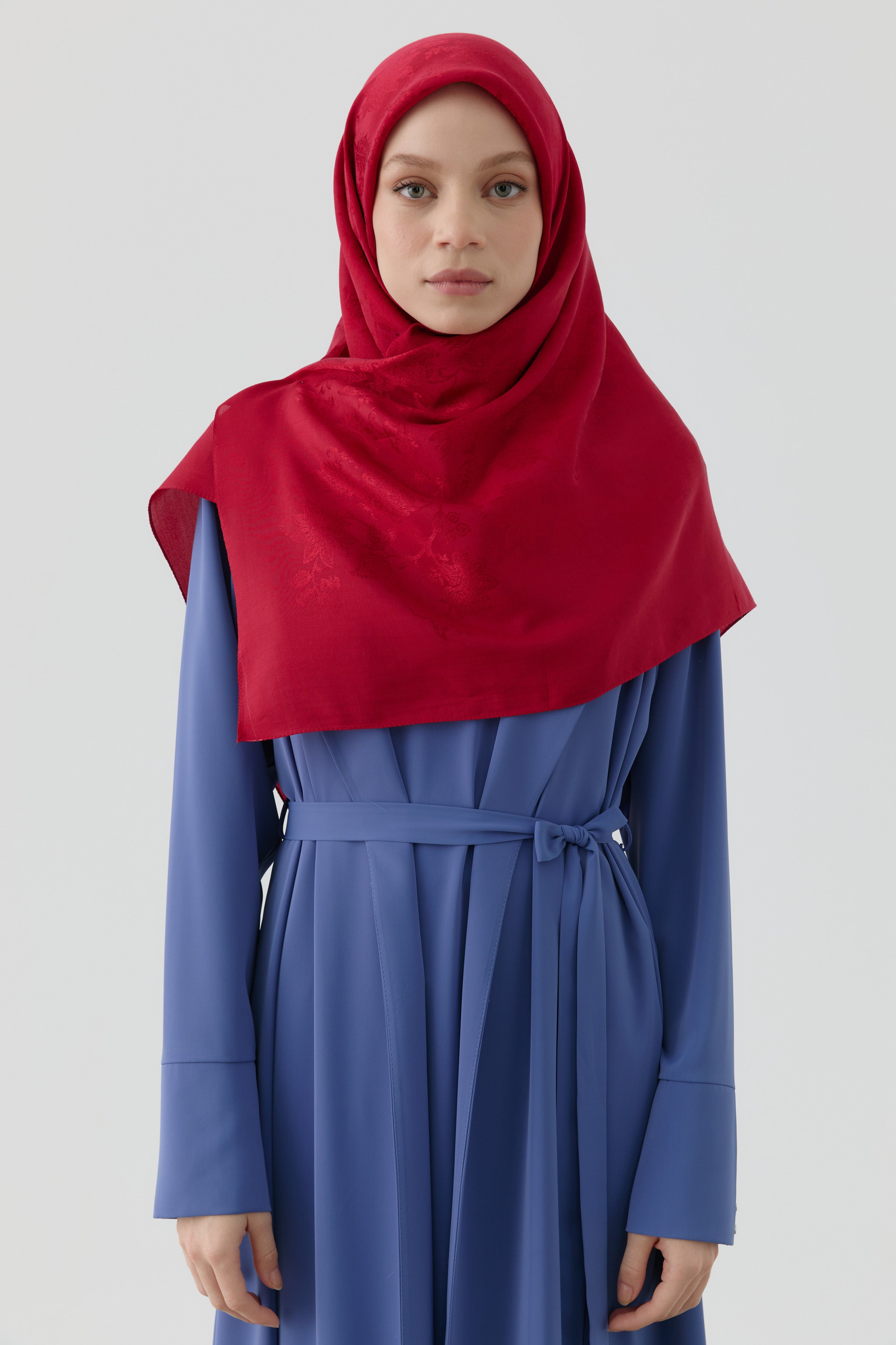 Nevgül Jakar Naturel Eşarp - Kırmızı TUGBA