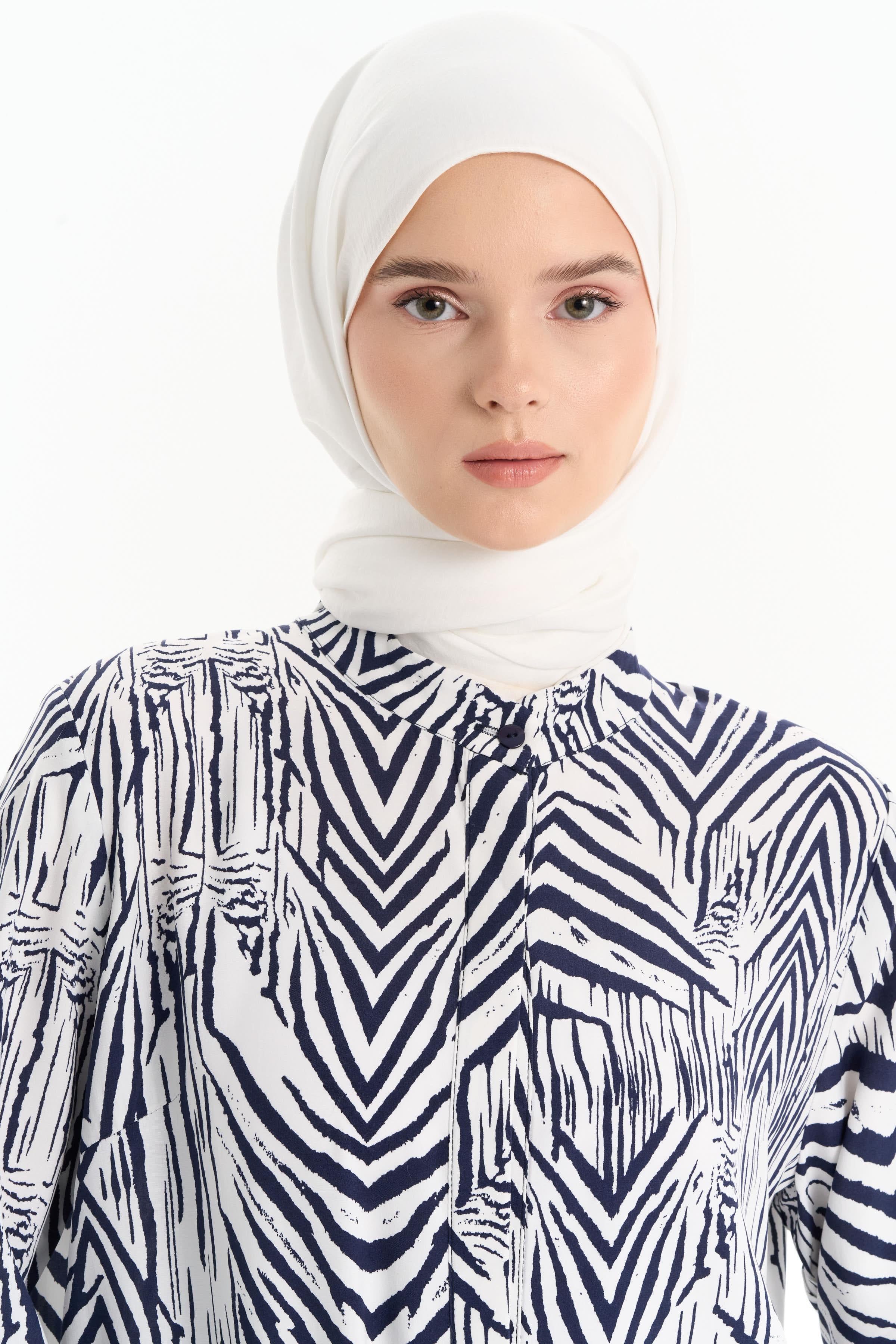 Büyük Beden Desenli Tunik - Lacivert TUGBA