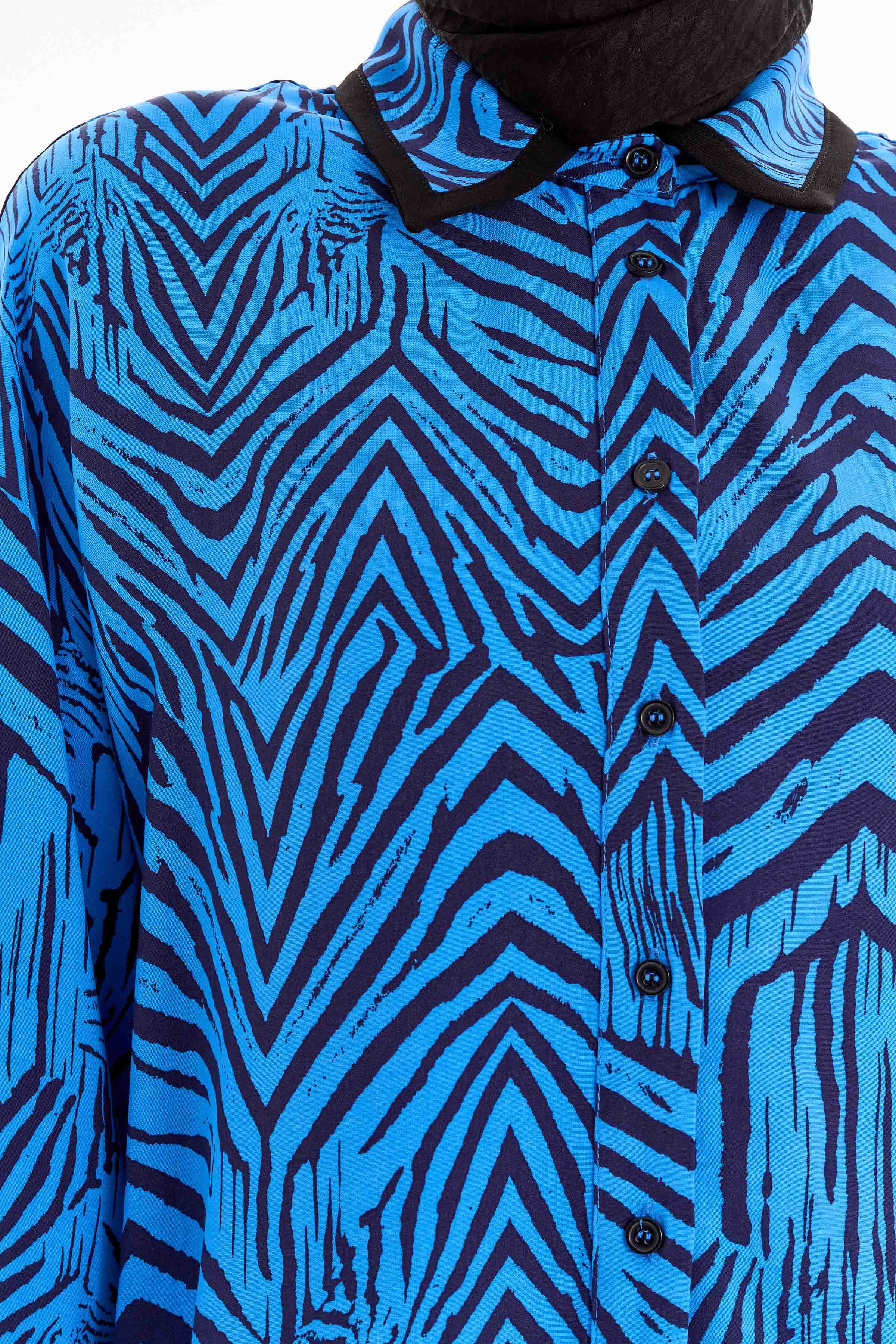 Büyük Beden Garnili Desenli Tunik - Saks TUGBA