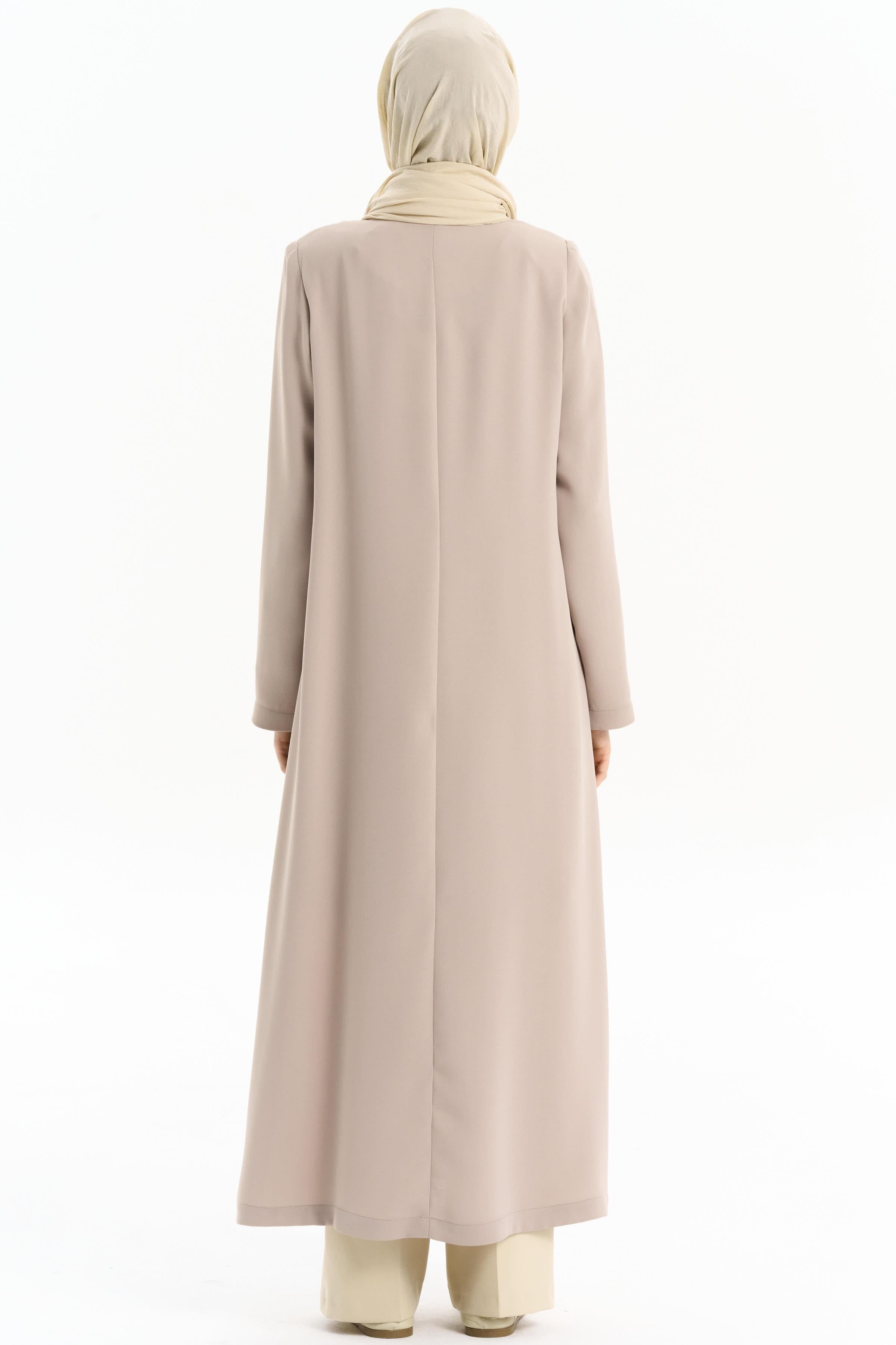 Büyük Beden Nakışlı Pardesü - Bej TUGBA