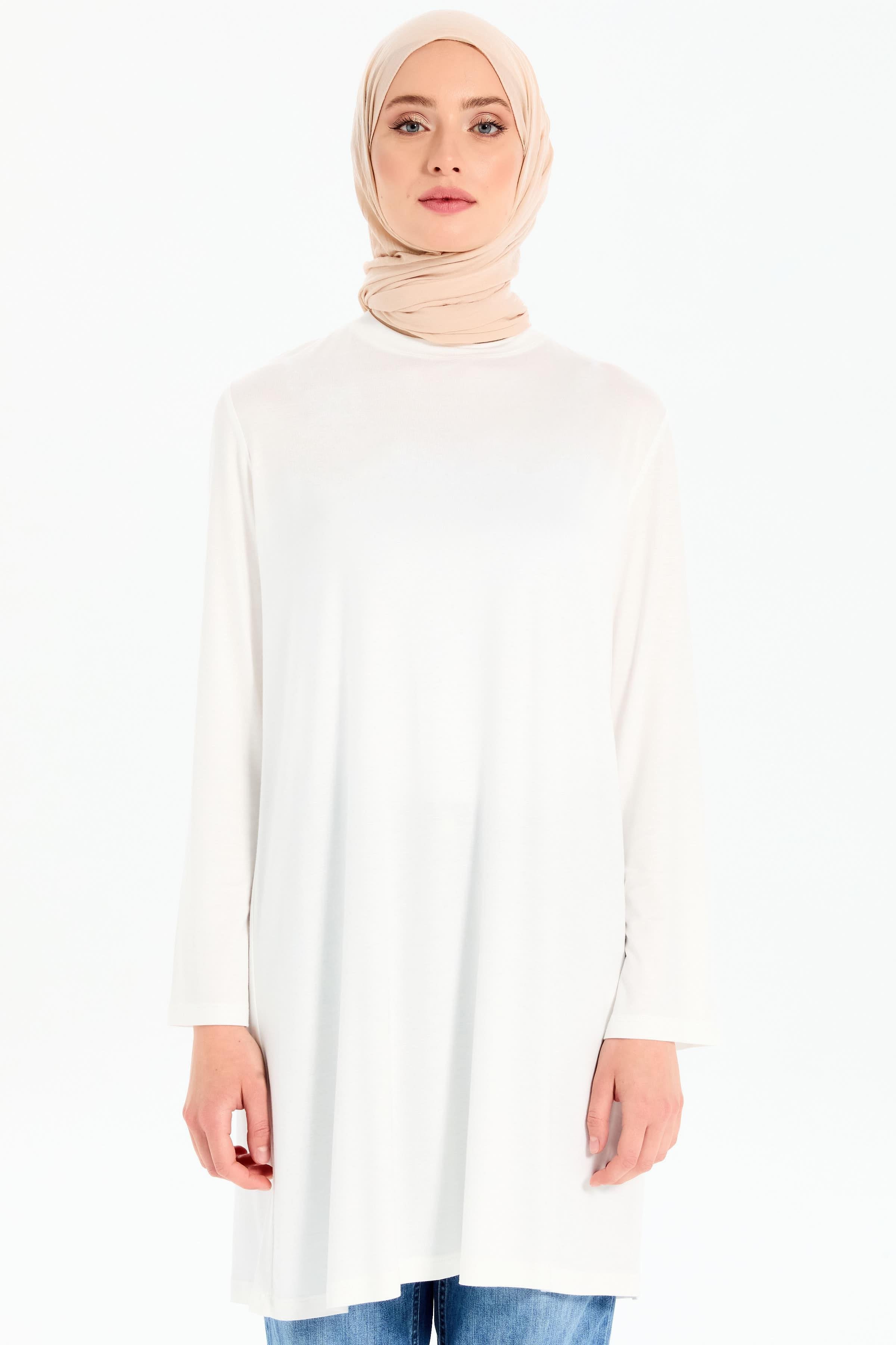 Büyük Beden Örme Tunik - Ekru TUGBA