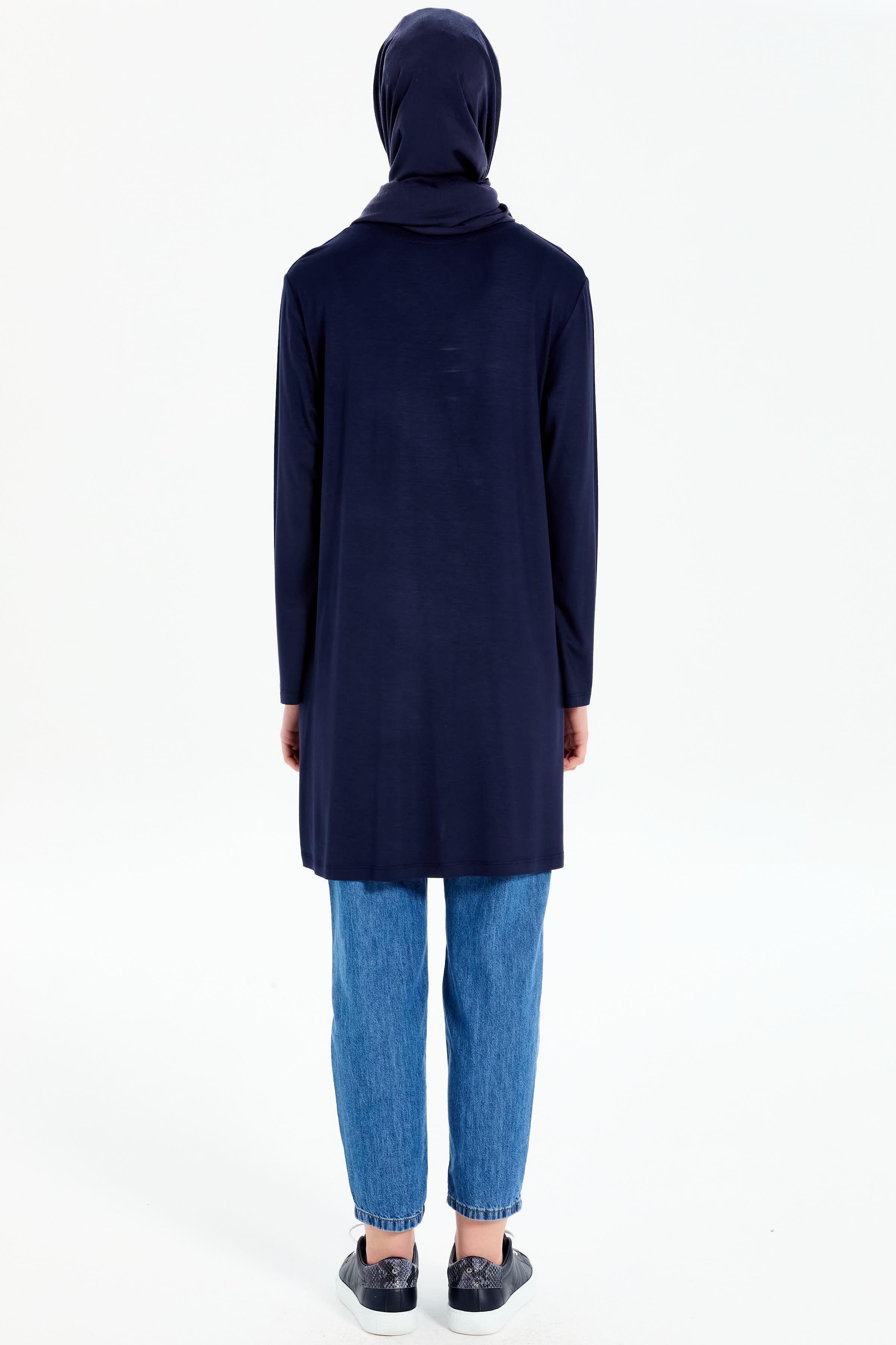 Büyük Beden Örme Tunik - Lacivert TUGBA
