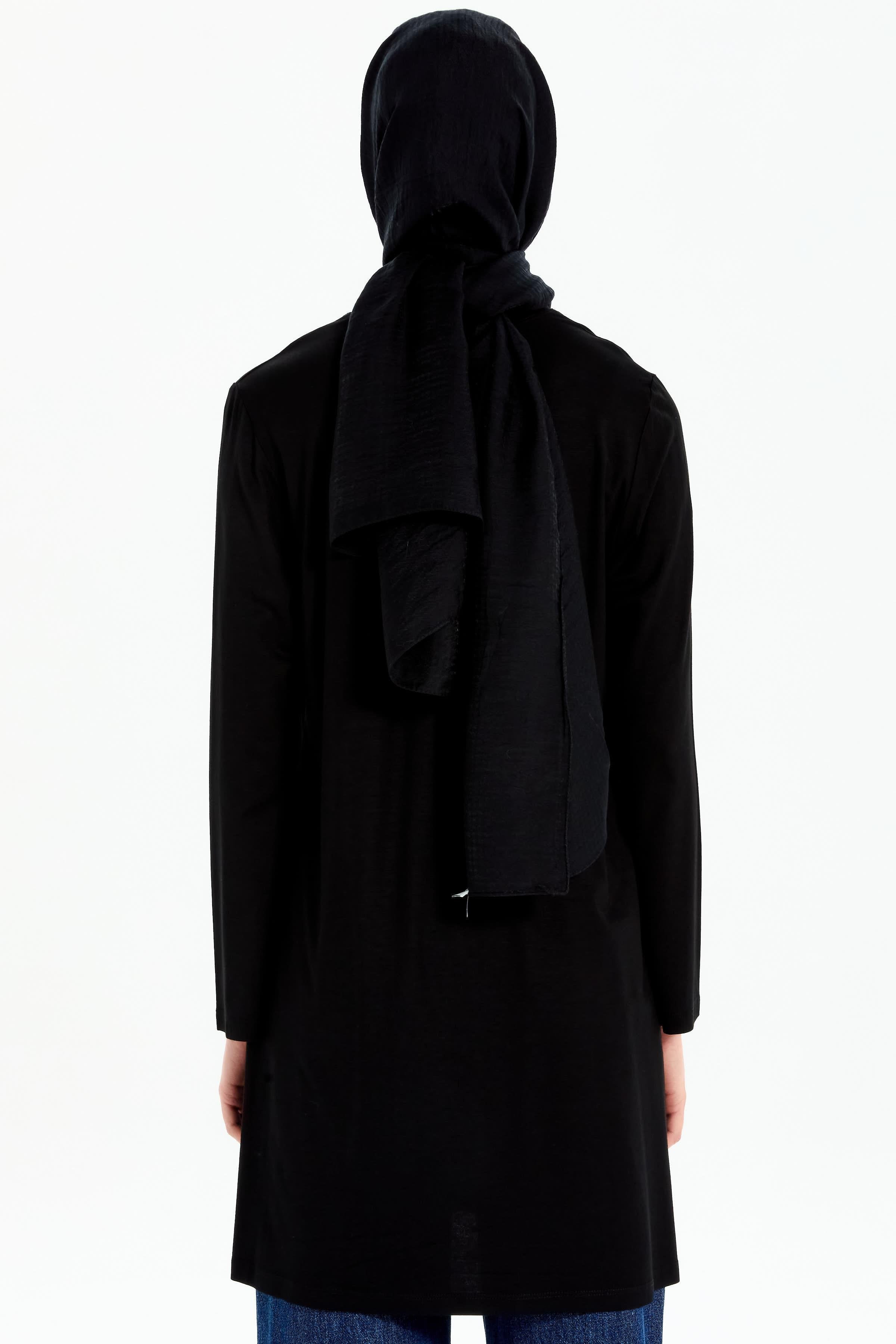 Büyük Beden Örme Tunik - Siyah TUGBA