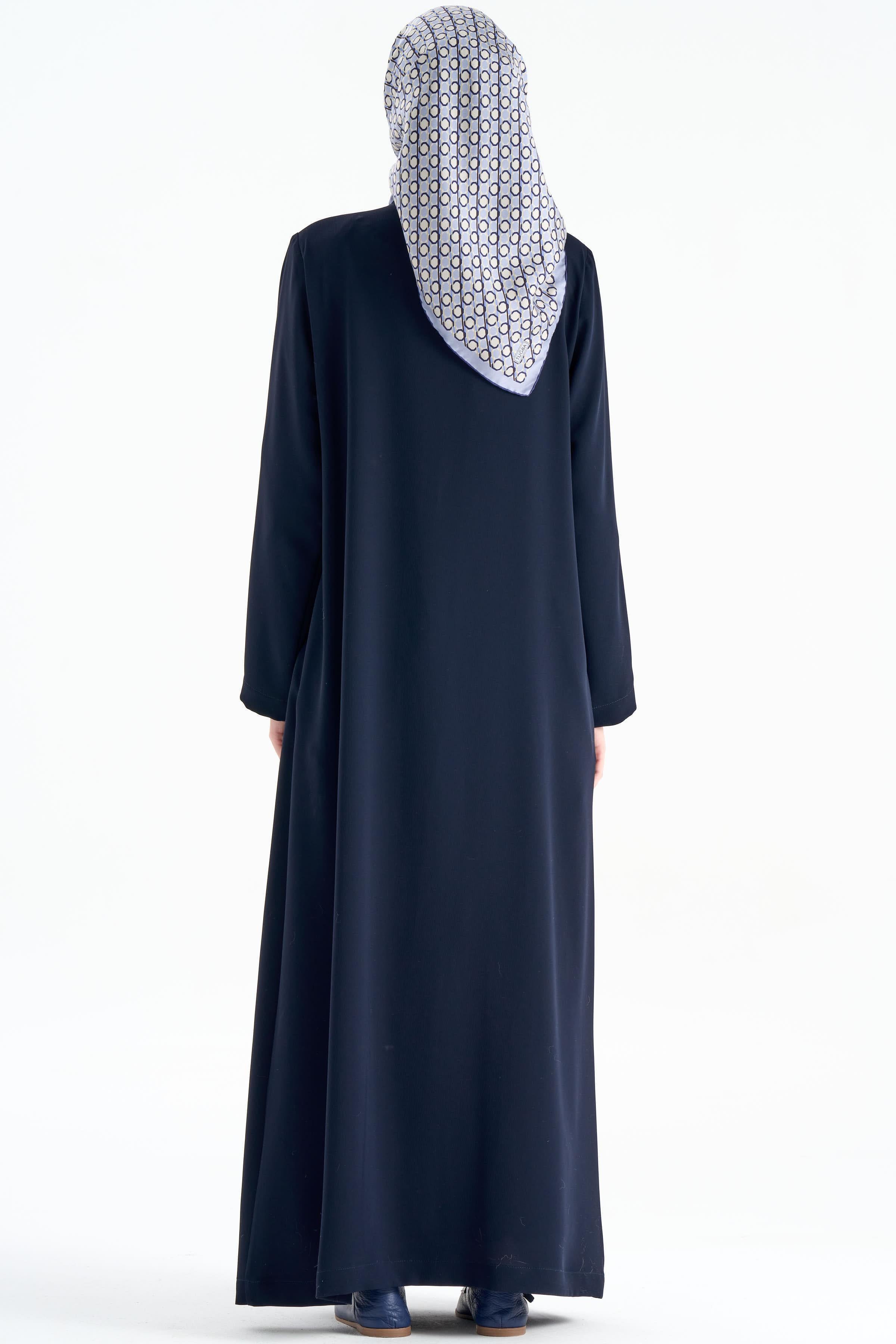 Büyük Beden Pile Detaylı Pardesü - Lacivert TUGBA