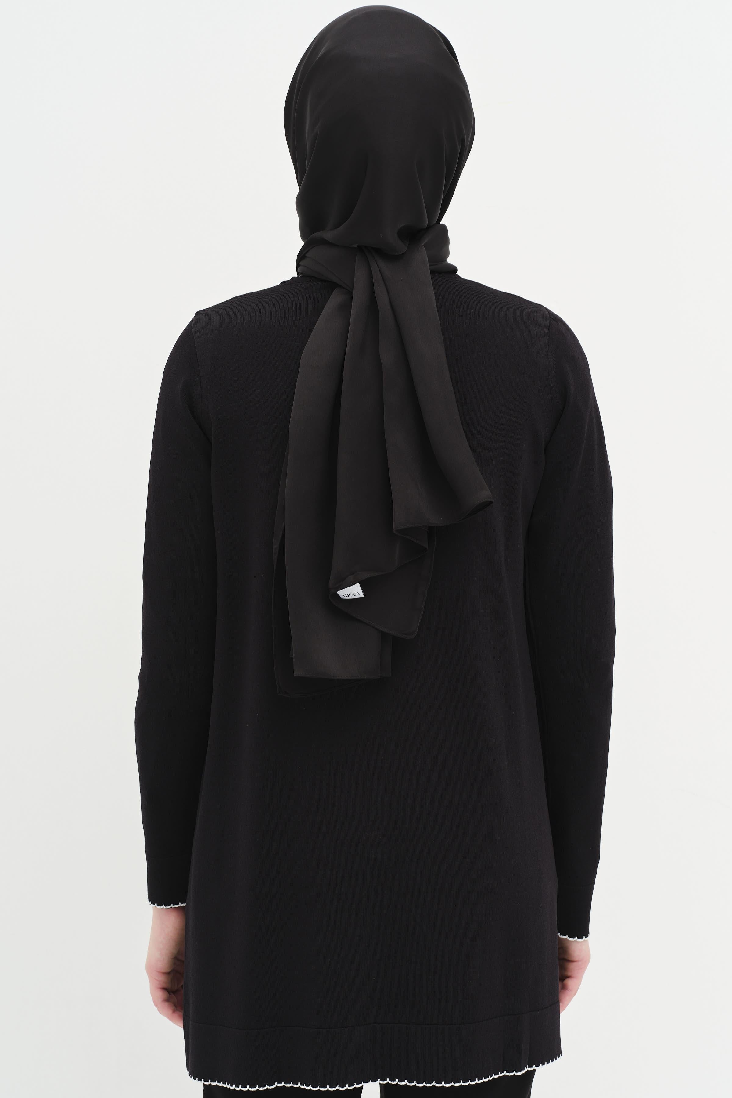 Büyük Beden Triko Kazak - Siyah TUGBA