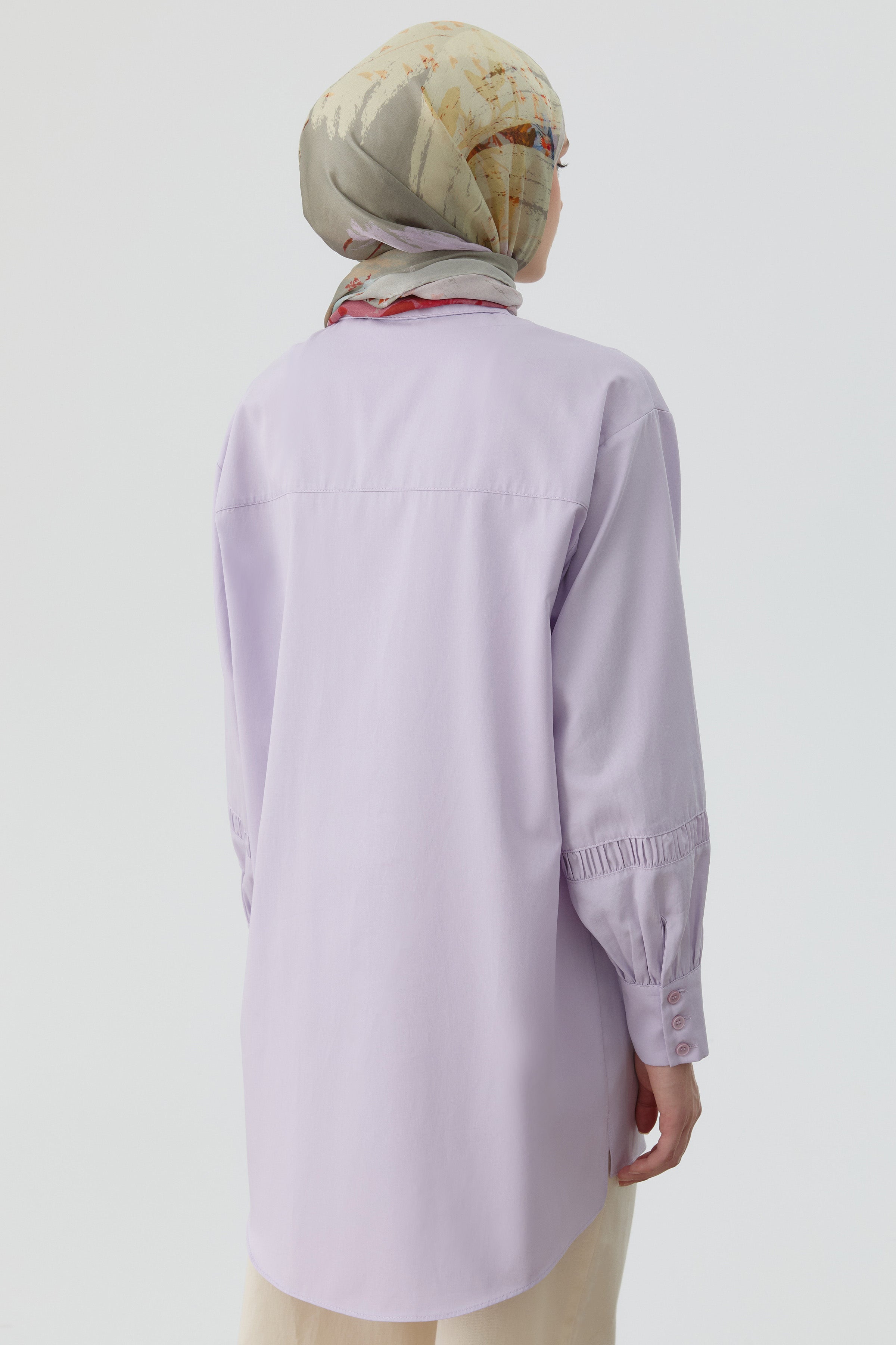 Büzgü Kesik Detaylı Tunik - Lila TUGBA