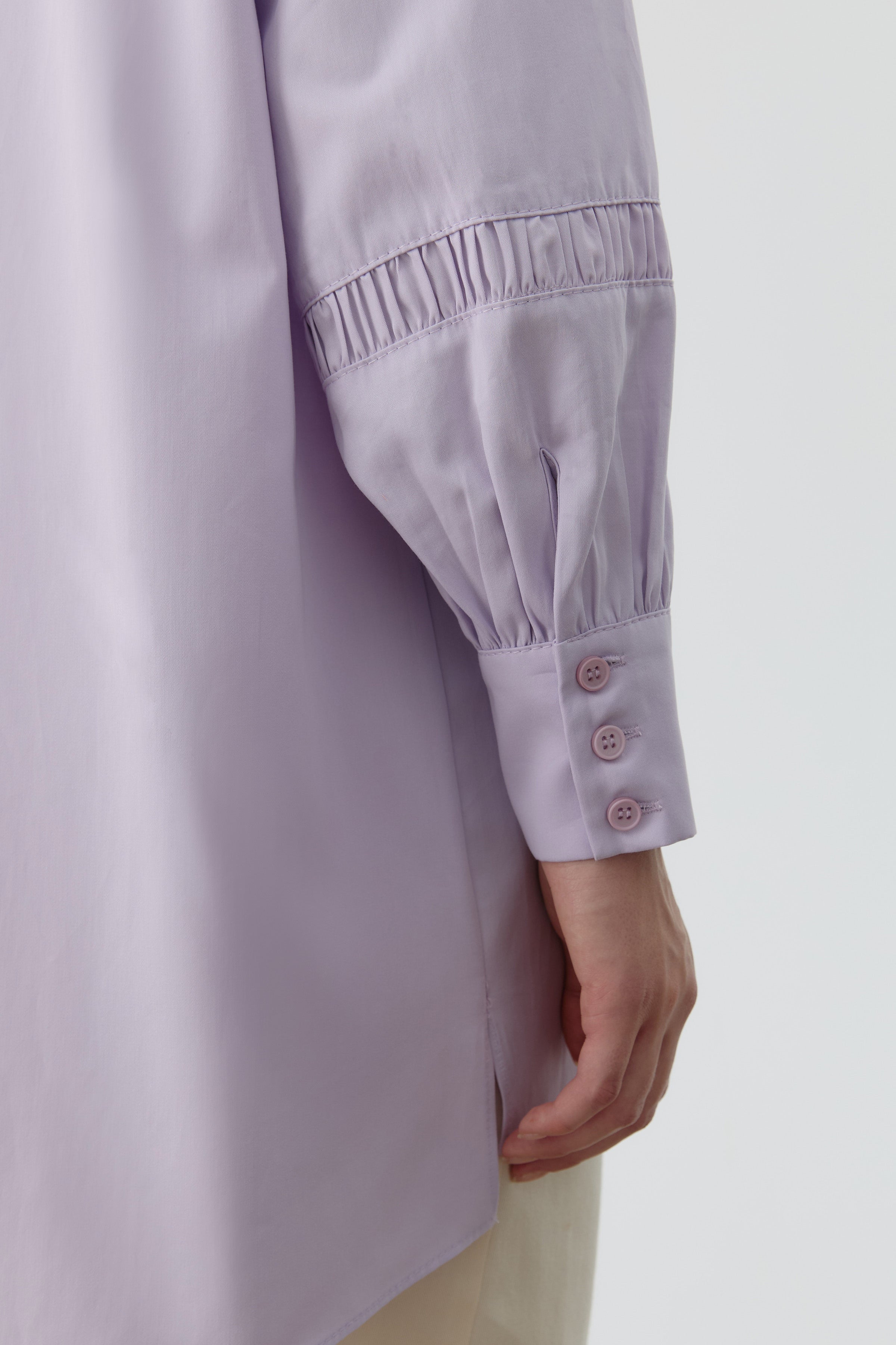 Büzgü Kesik Detaylı Tunik - Lila TUGBA