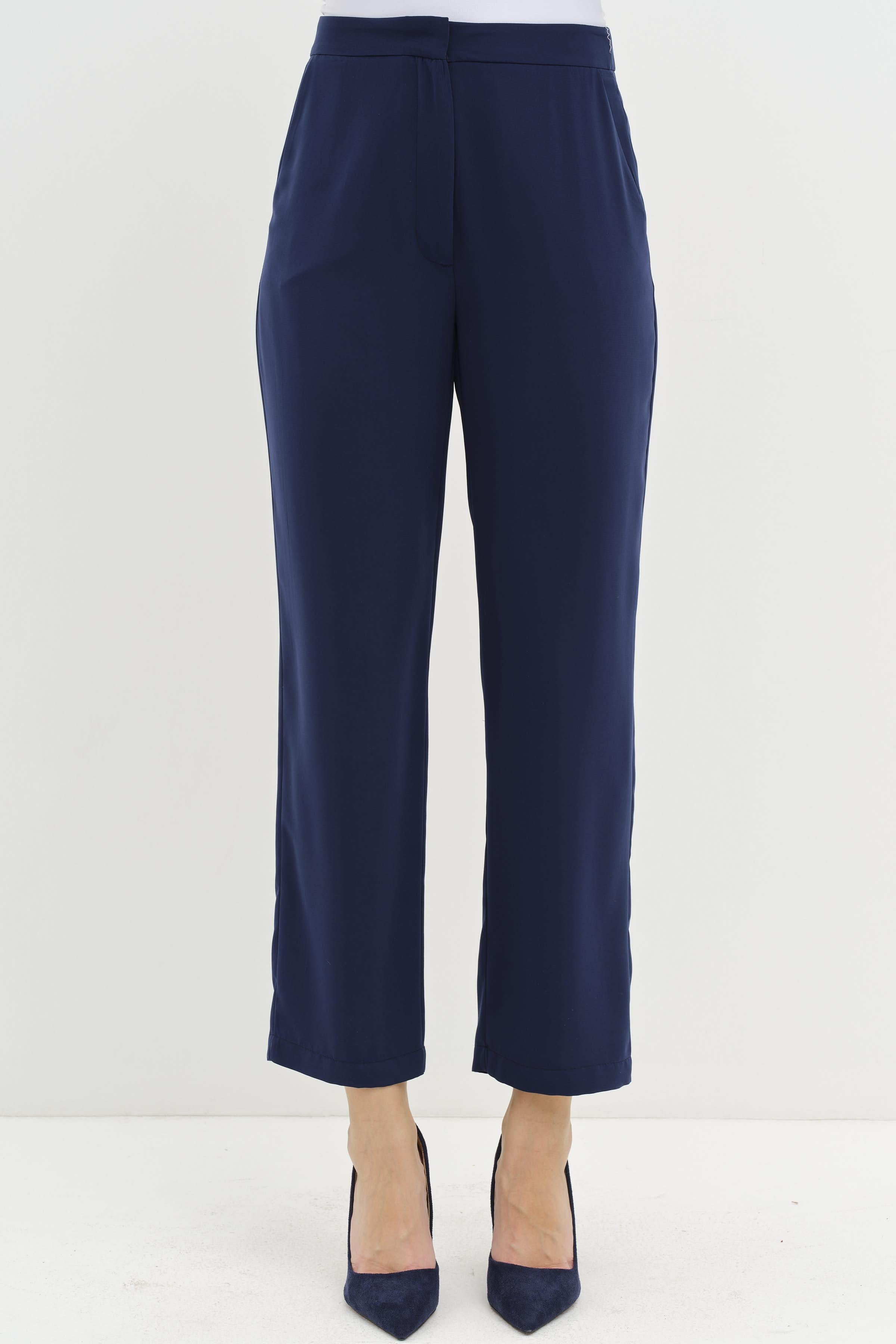 Büzgülü Bluz Pantolon Takım - Lacivert TUGBA