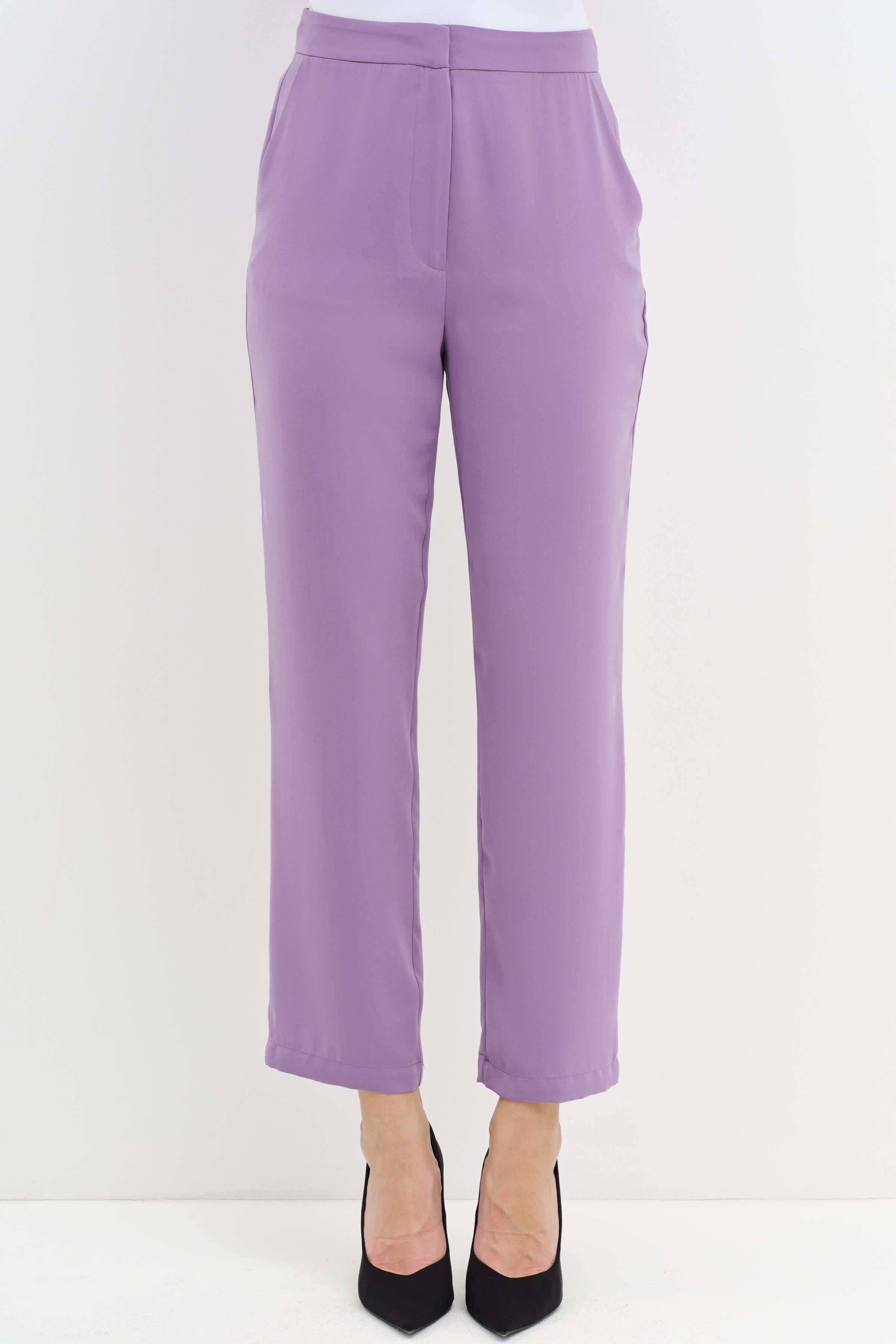 Büzgülü Bluz Pantolon Takım - Lila TUGBA