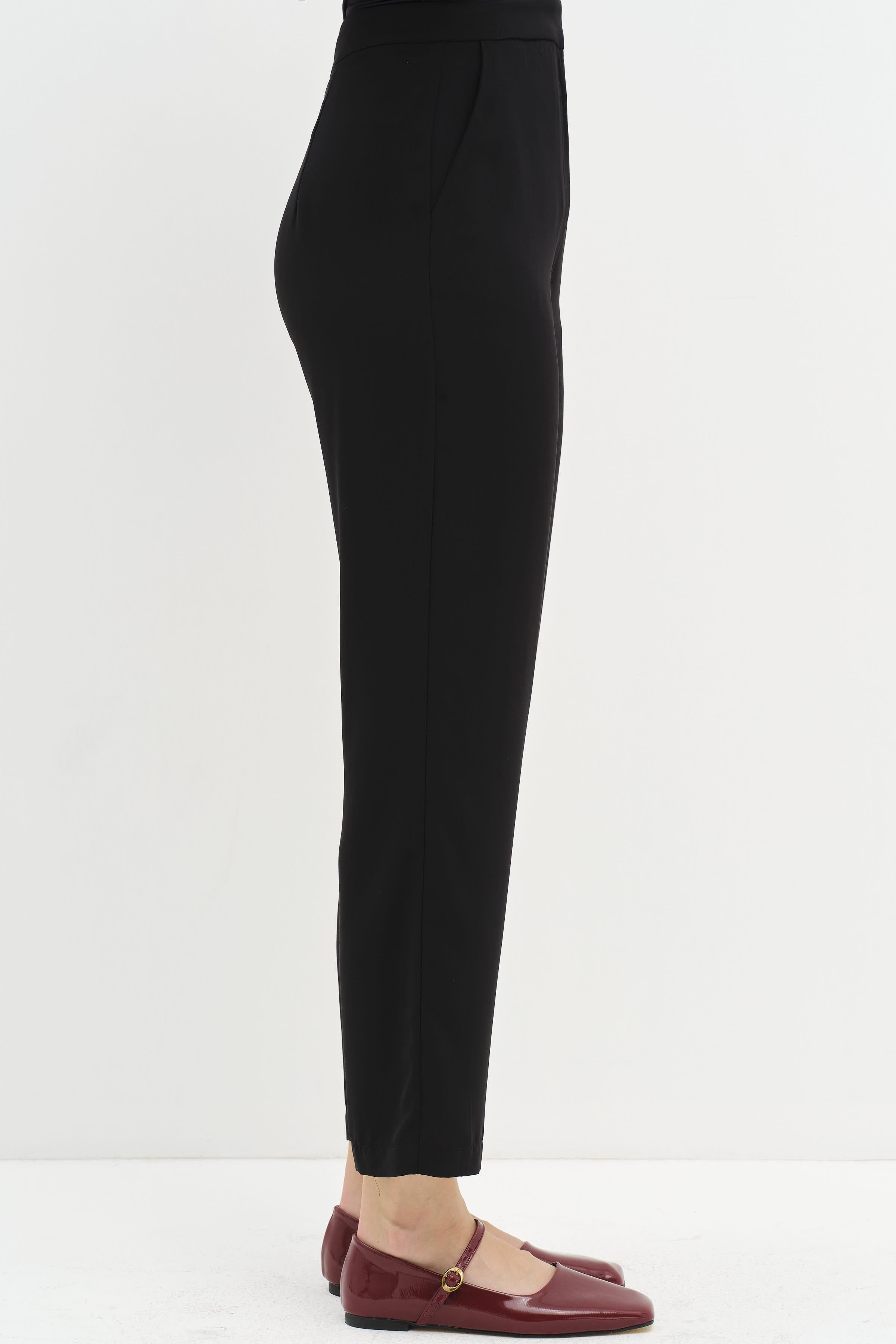 Büzgülü Bluz Pantolon Takım - Siyah TUGBA