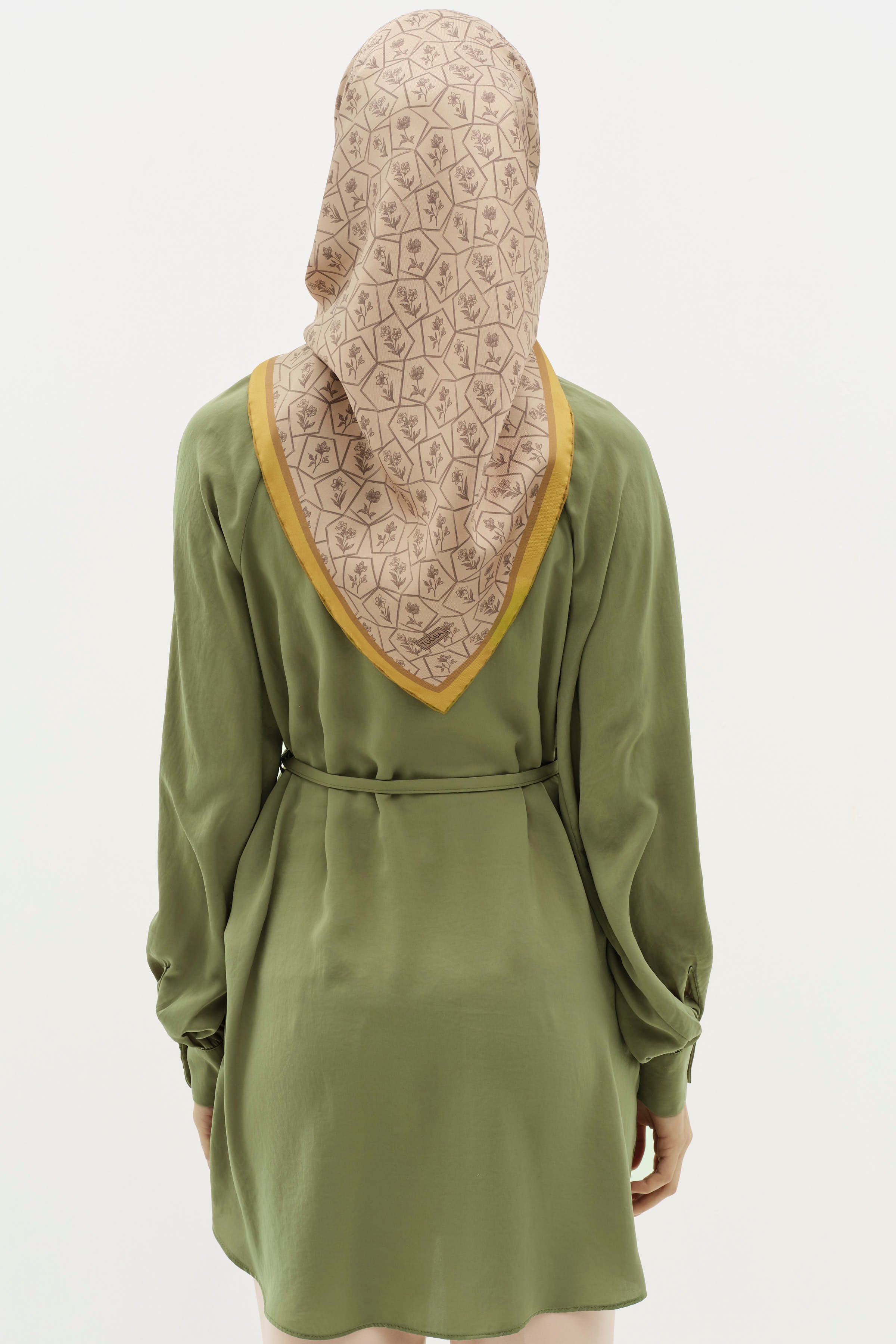 Büzgülü Çift Kat Kemerli Tunik - Haki TUGBA