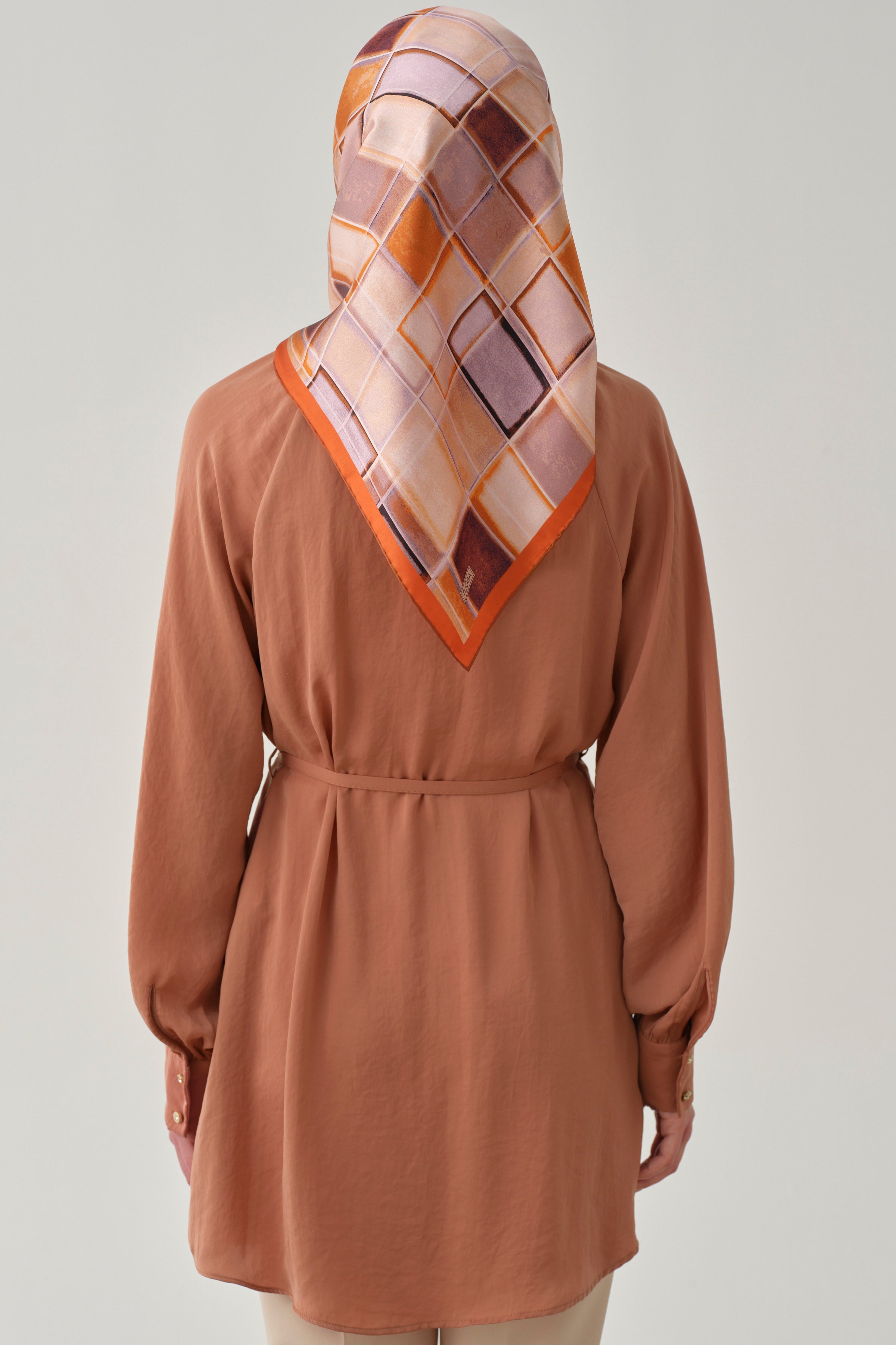 Büzgülü Çift Kat Kemerli Tunik - Taba TUGBA