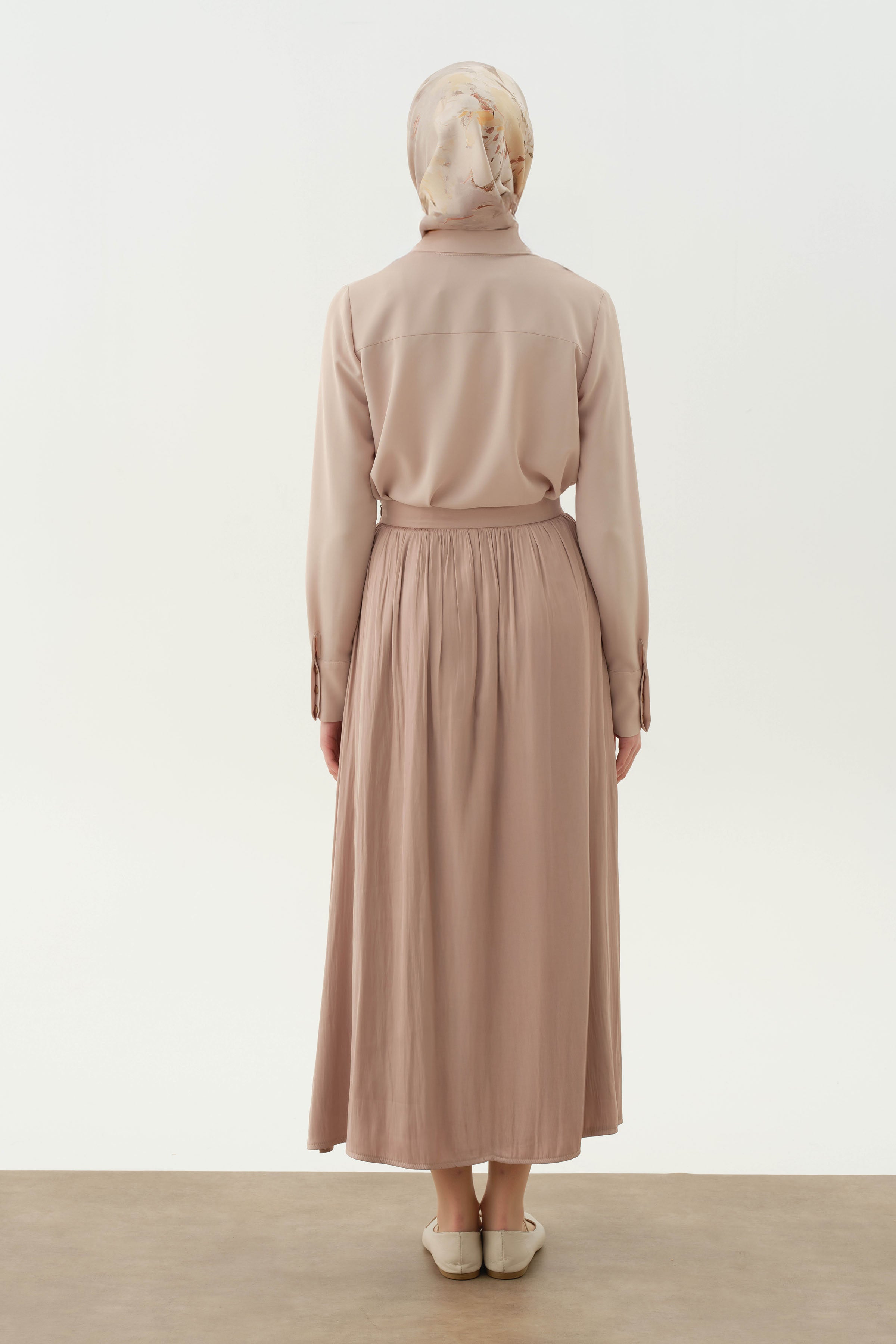 Büzgülü Etek - Bej TUGBA