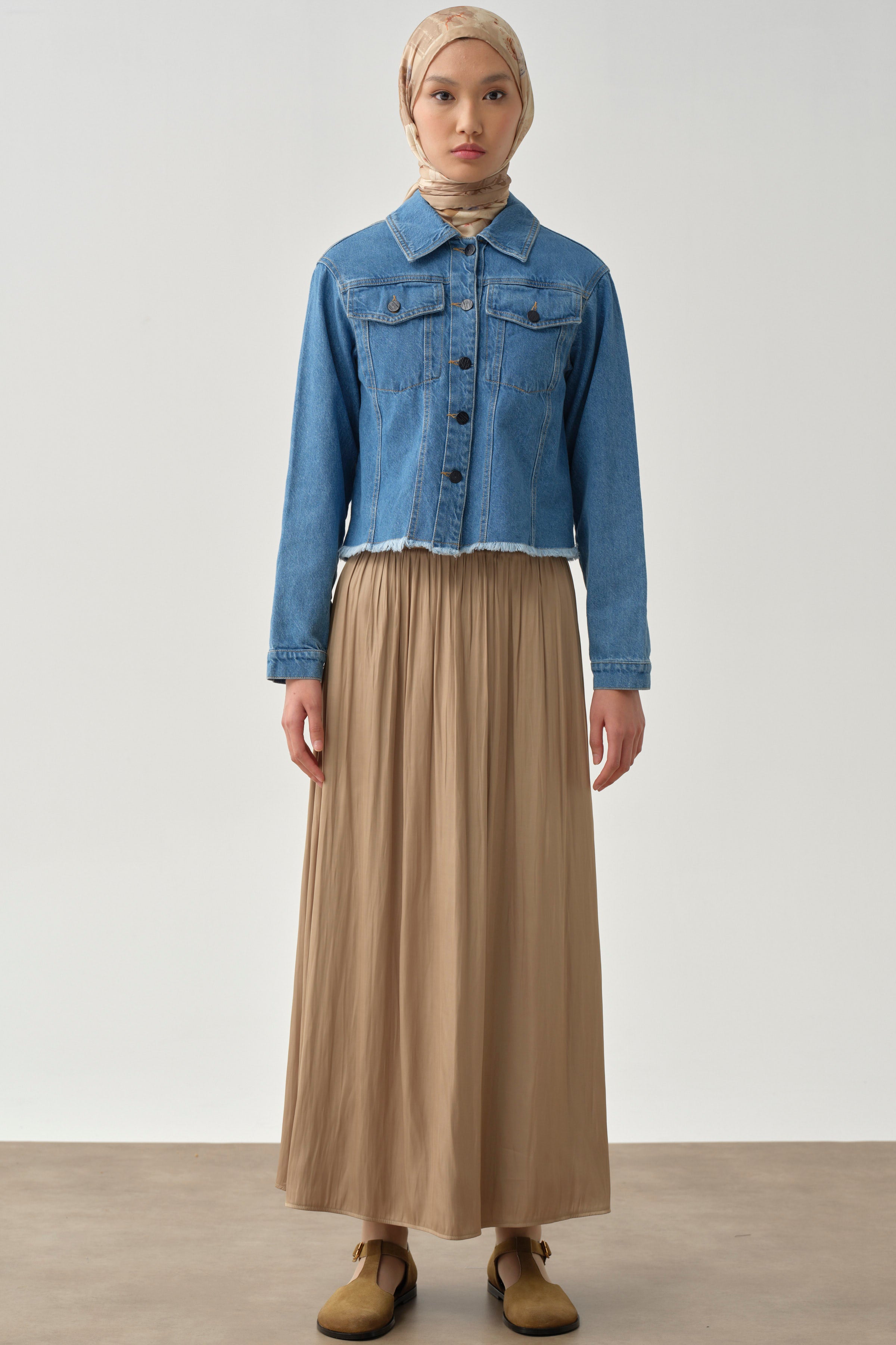 Büzgülü Etek - Olive TUGBA