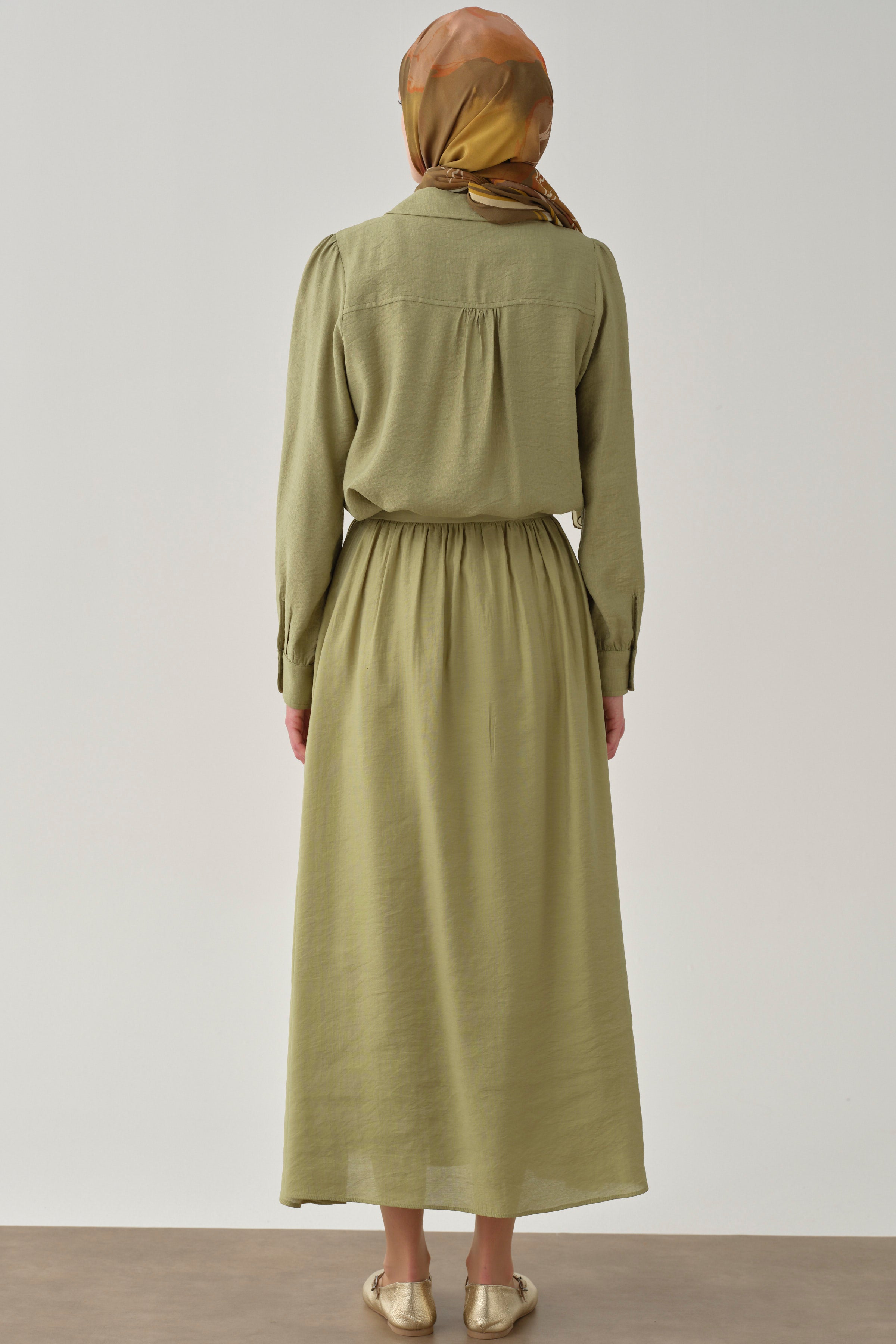 Büzgülü Etek - Olive TUGBA