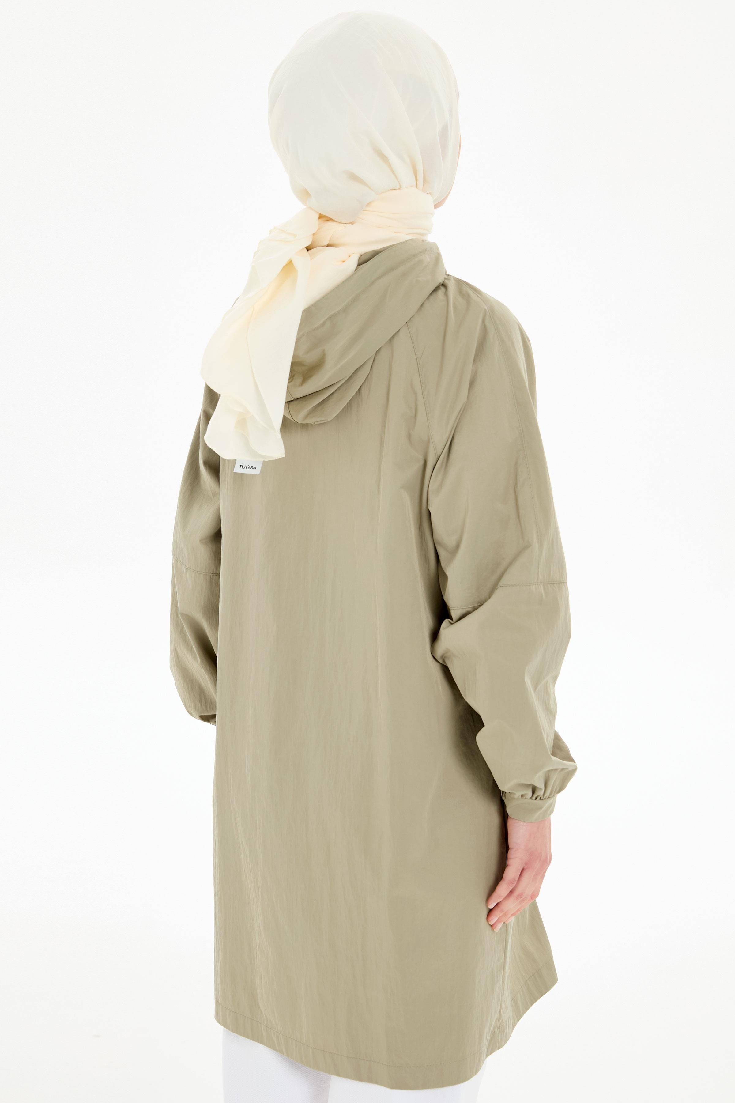 Büzgülü Fermuar Kapamalı Yağmurluk - Mint TUGBA