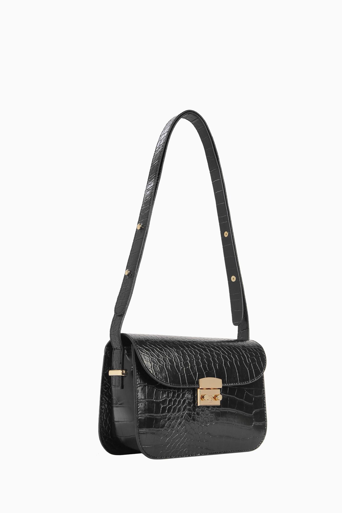 Çapraz Askılı Flap Çanta - Siyah TUGBA