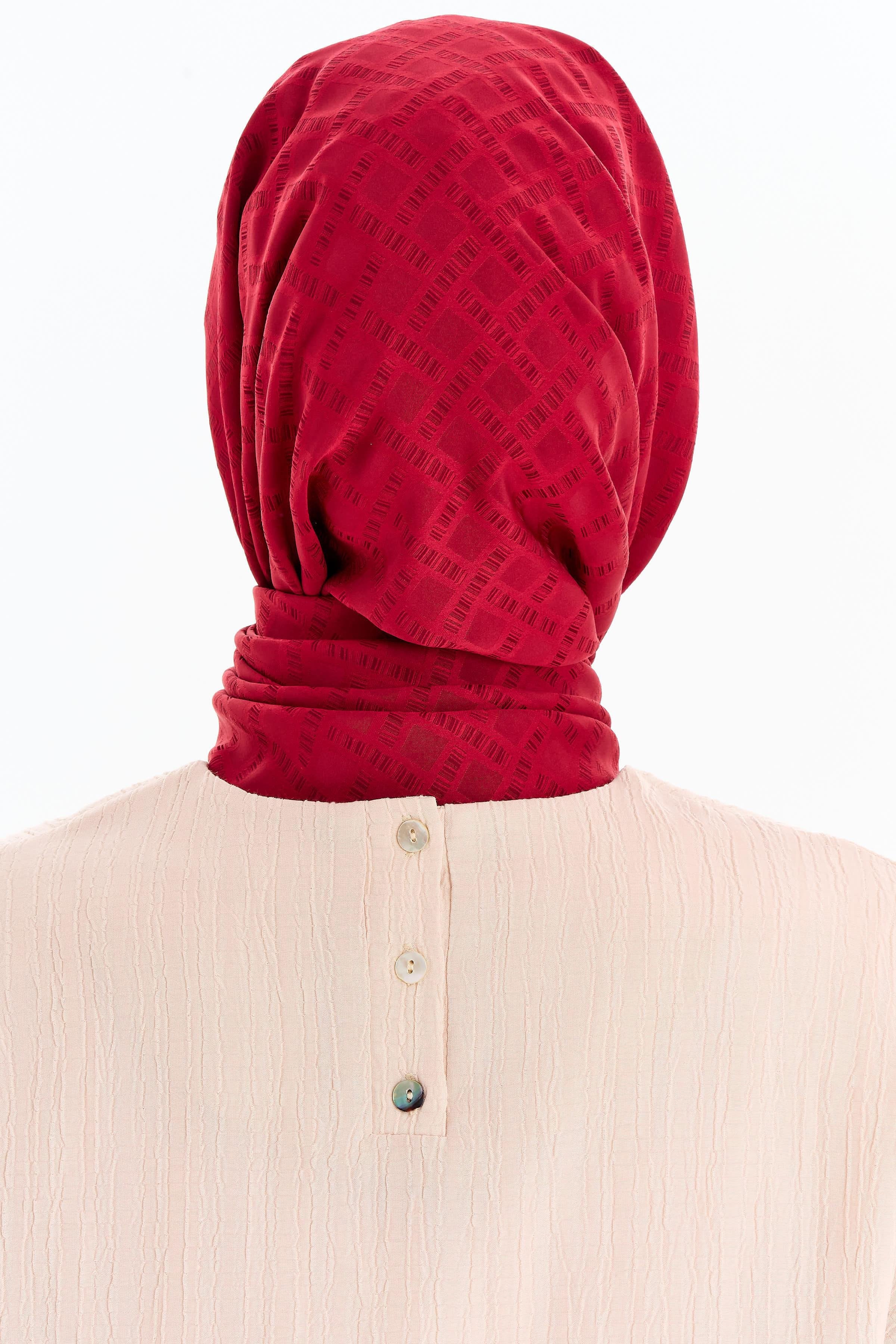 Kare Desen Capri Şal - Bordo TUGBA