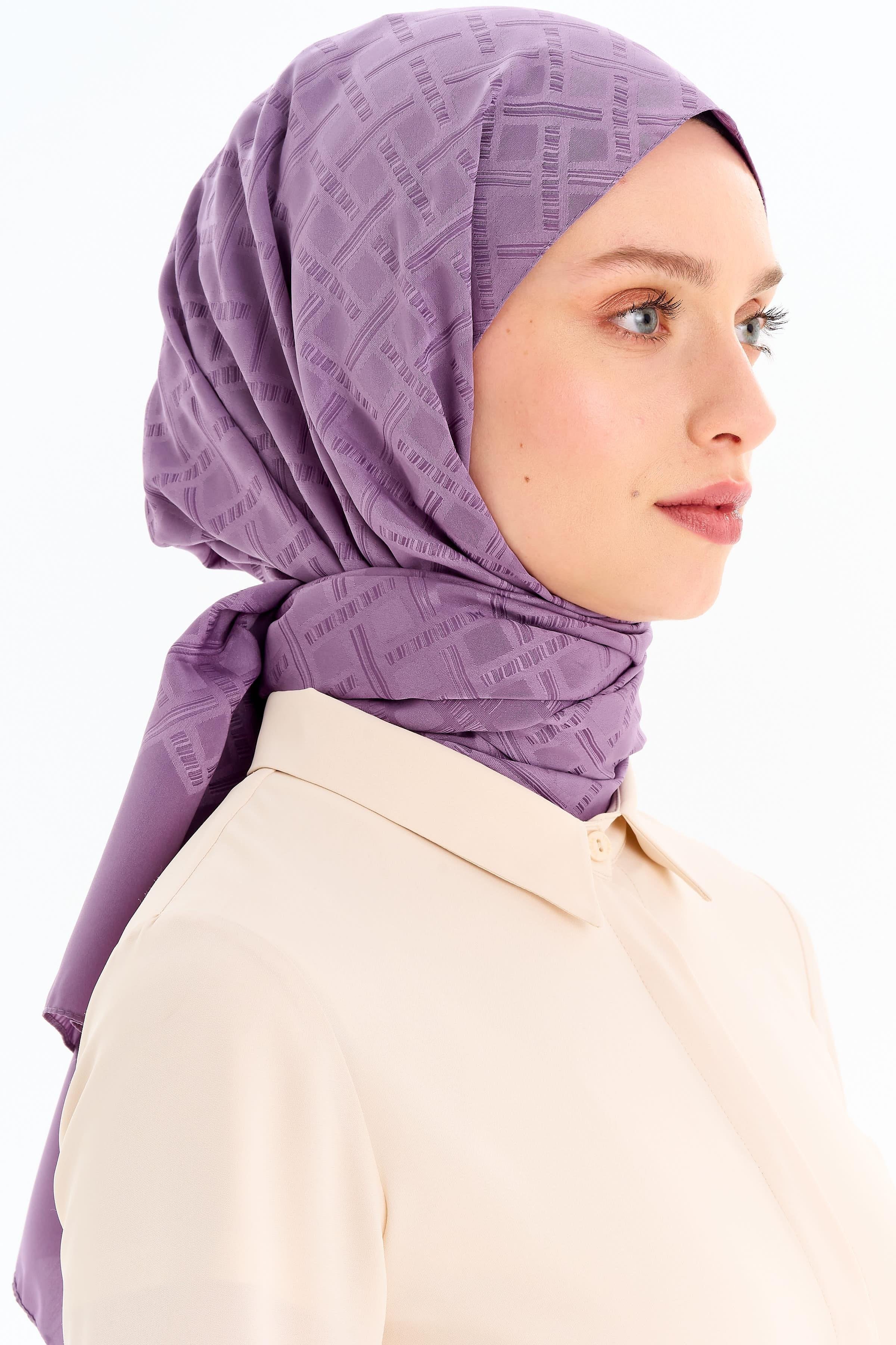 Kare Desen Capri Şal - Mor TUGBA