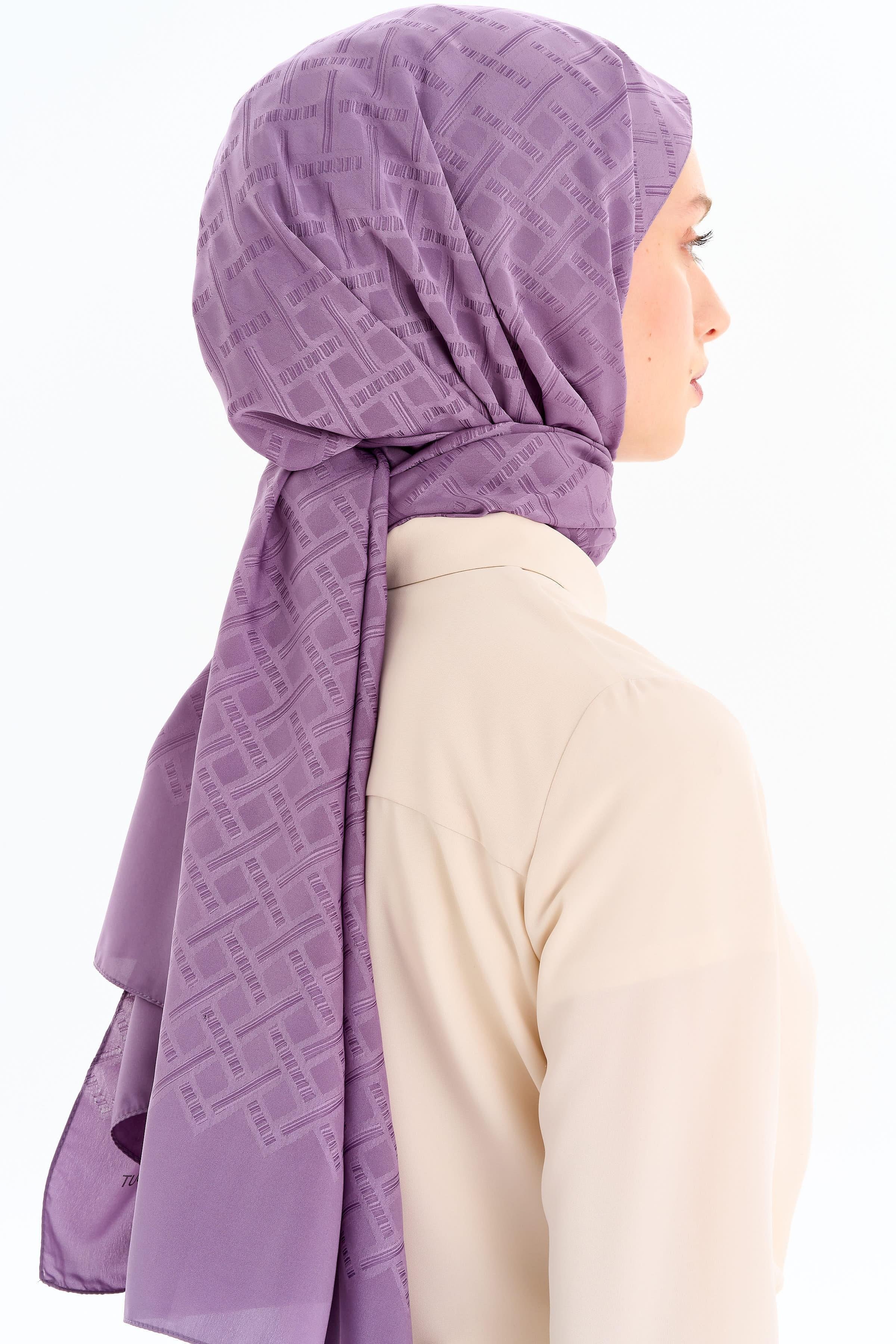 Kare Desen Capri Şal - Mor TUGBA