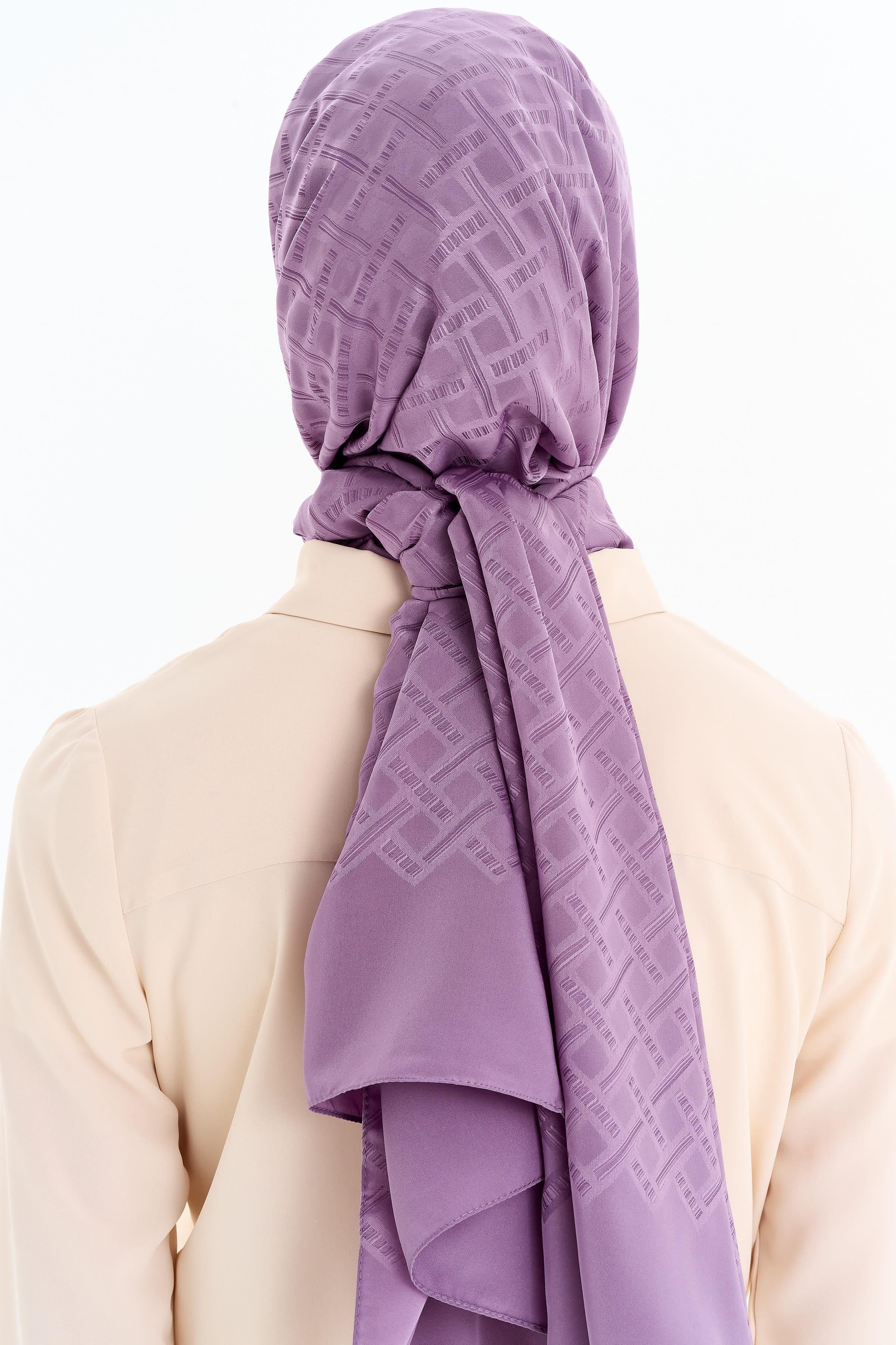 Kare Desen Capri Şal - Mor TUGBA