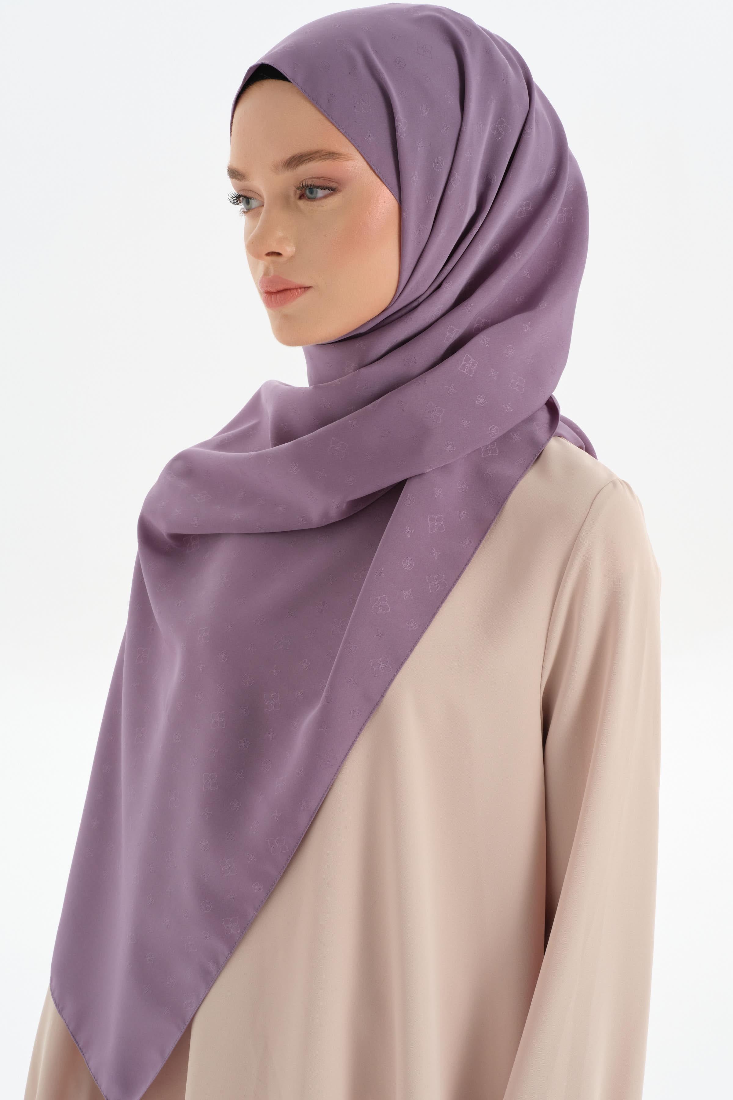 Çiçek Desen Şal - Mor TUGBA