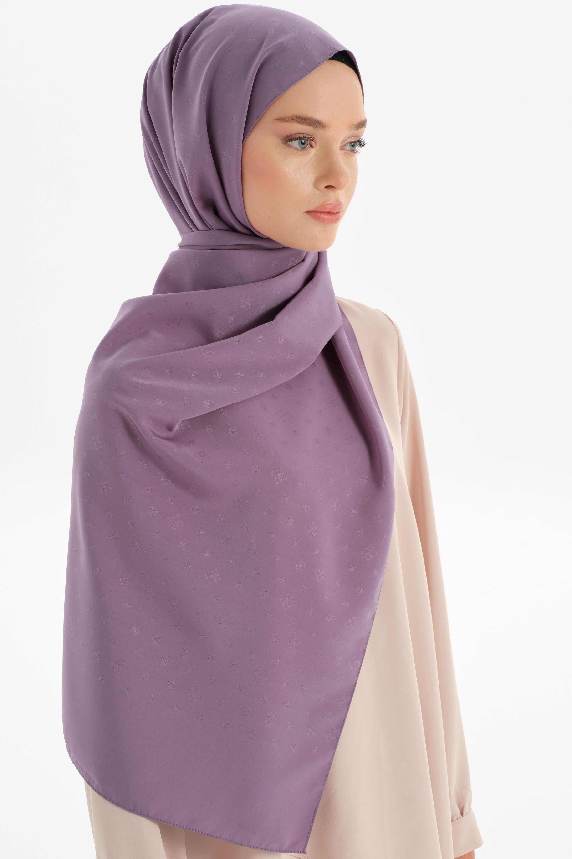 Çiçek Desen Şal - Mor TUGBA