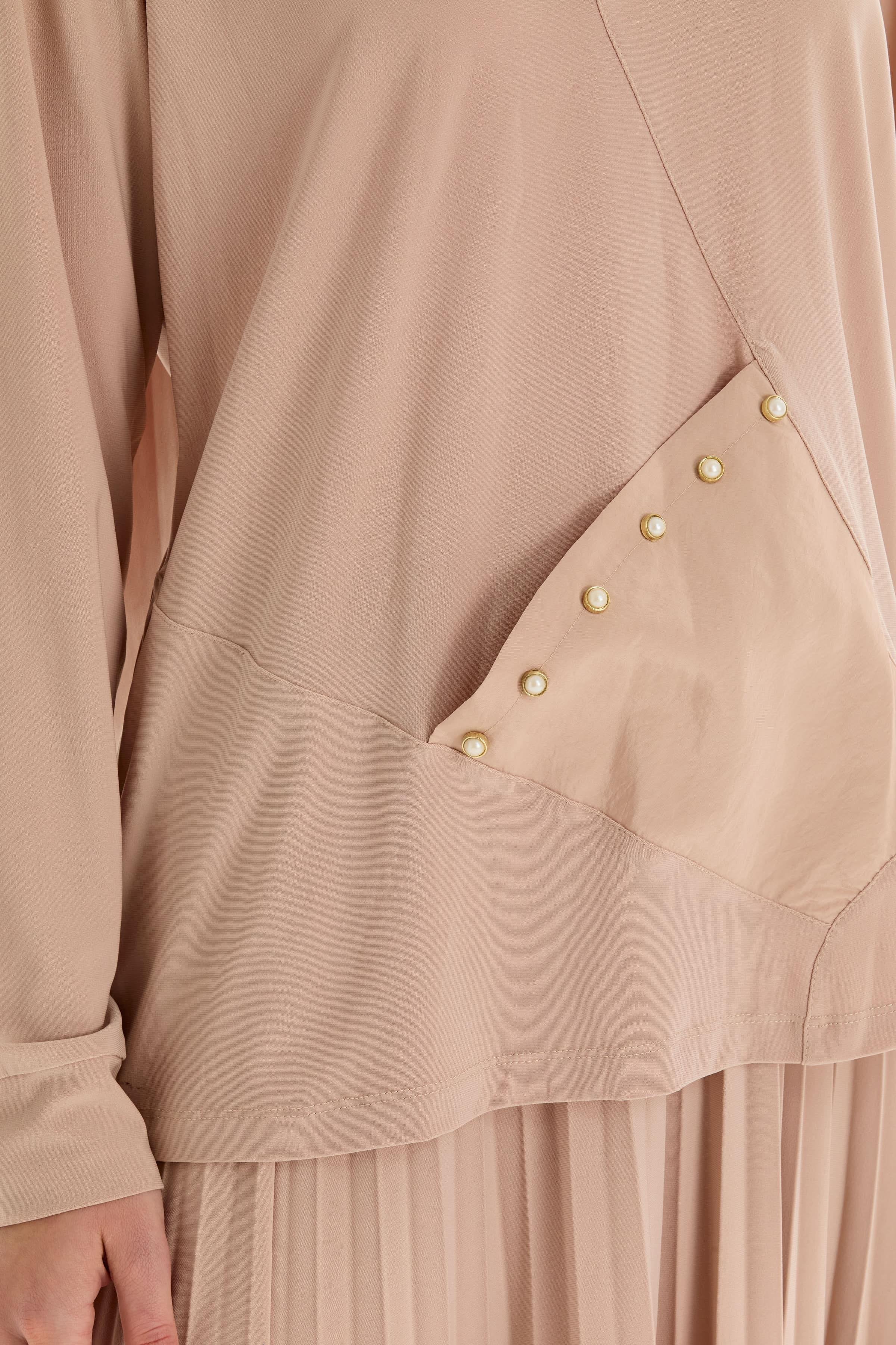 Cebi Garnili Bluz Etek Takım - Bej TUGBA