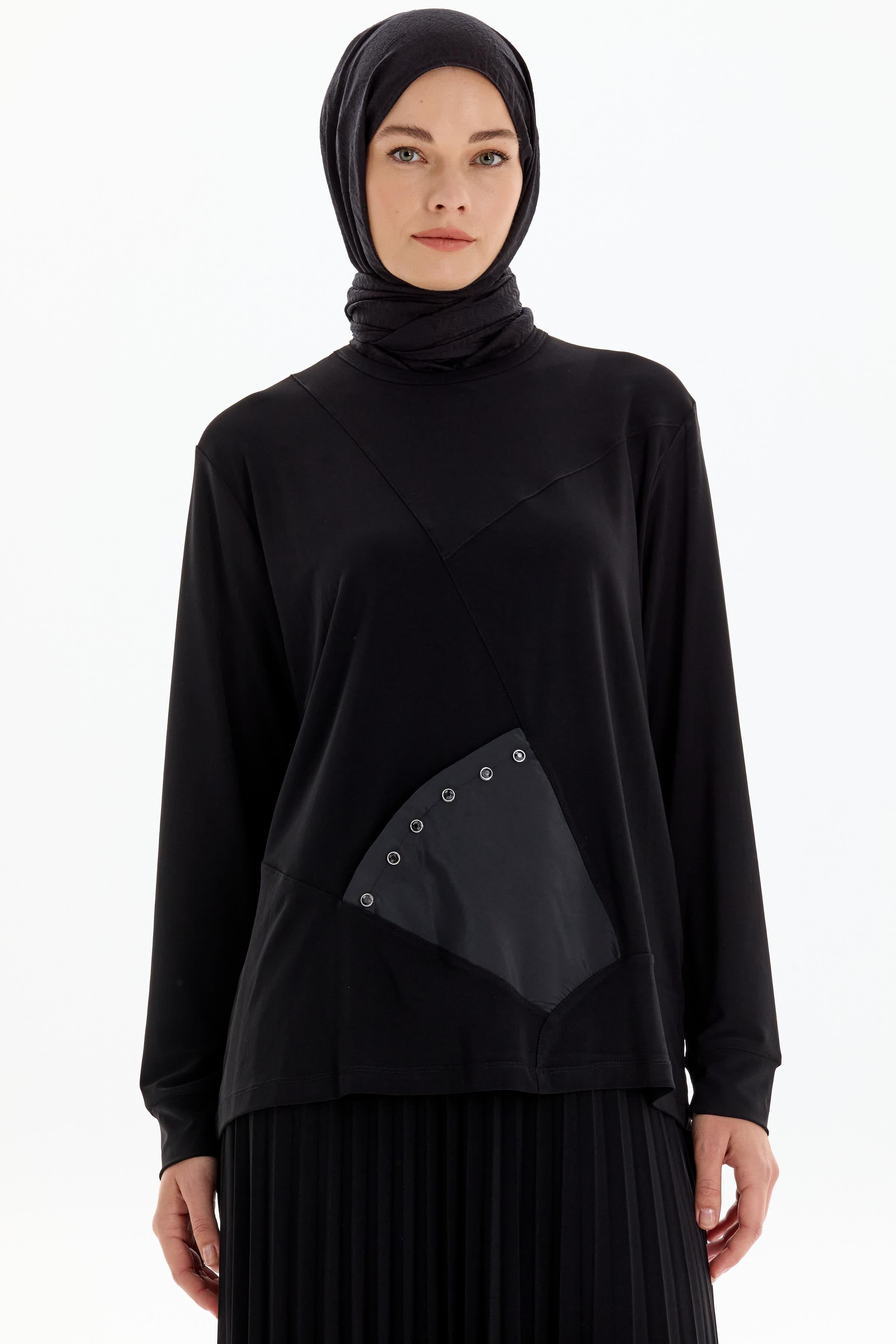 Cebi Garnili Bluz Etek Takım - Siyah TUGBA