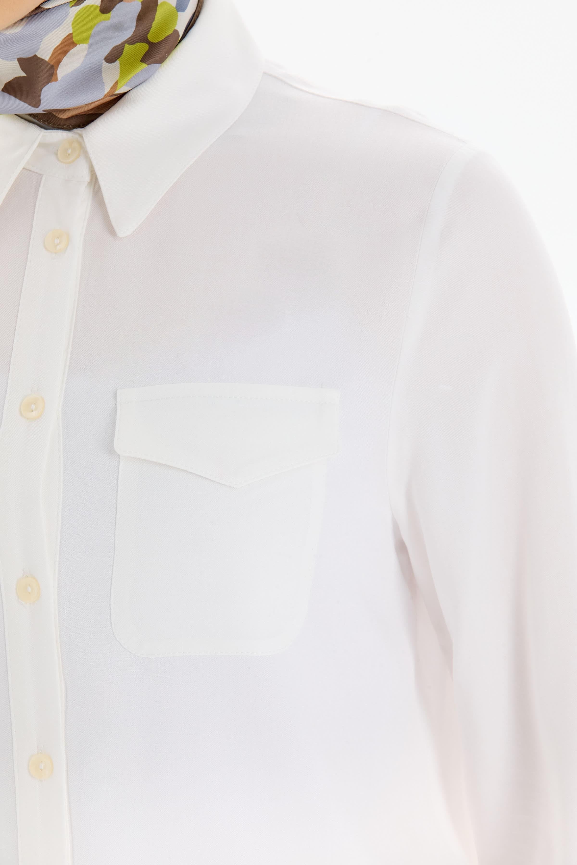 Cep Detaylı Viskon Gömlek - Ekru TUGBA