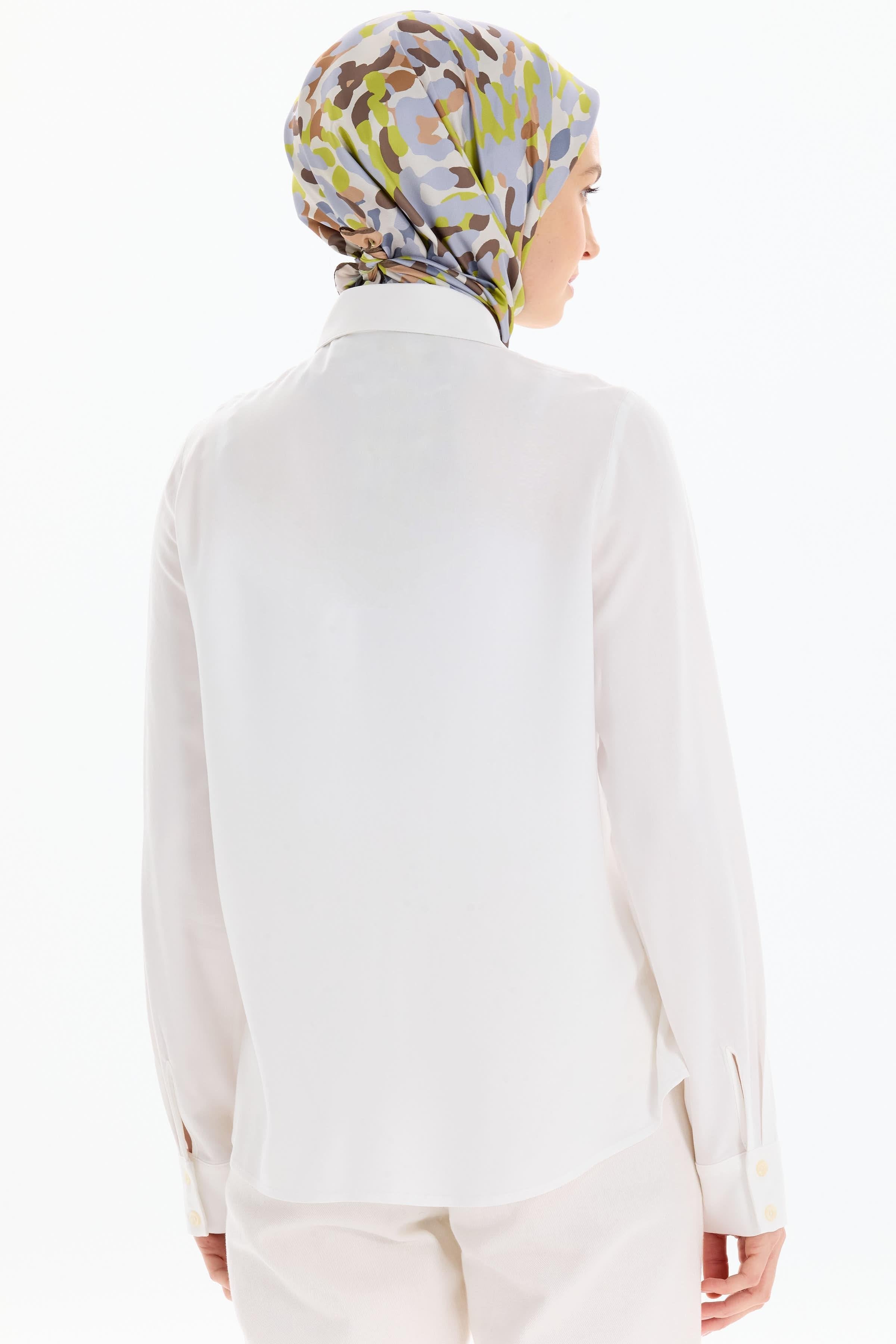 Cep Detaylı Viskon Gömlek - Ekru TUGBA