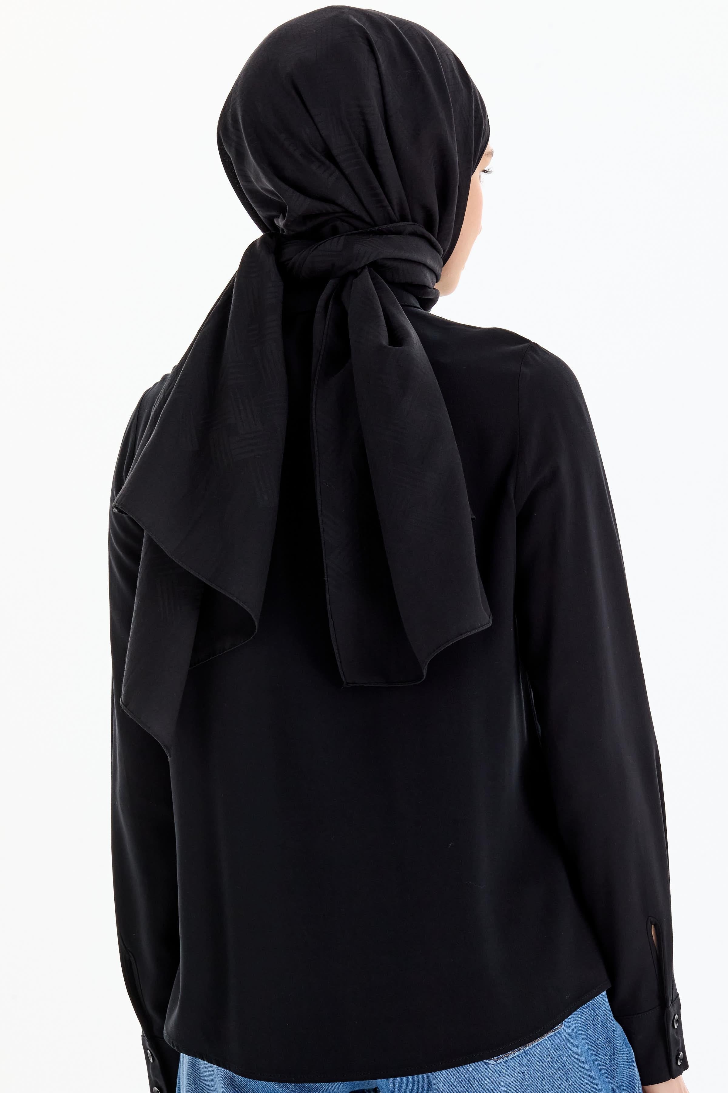 Cep Detaylı Viskon Gömlek - Siyah TUGBA