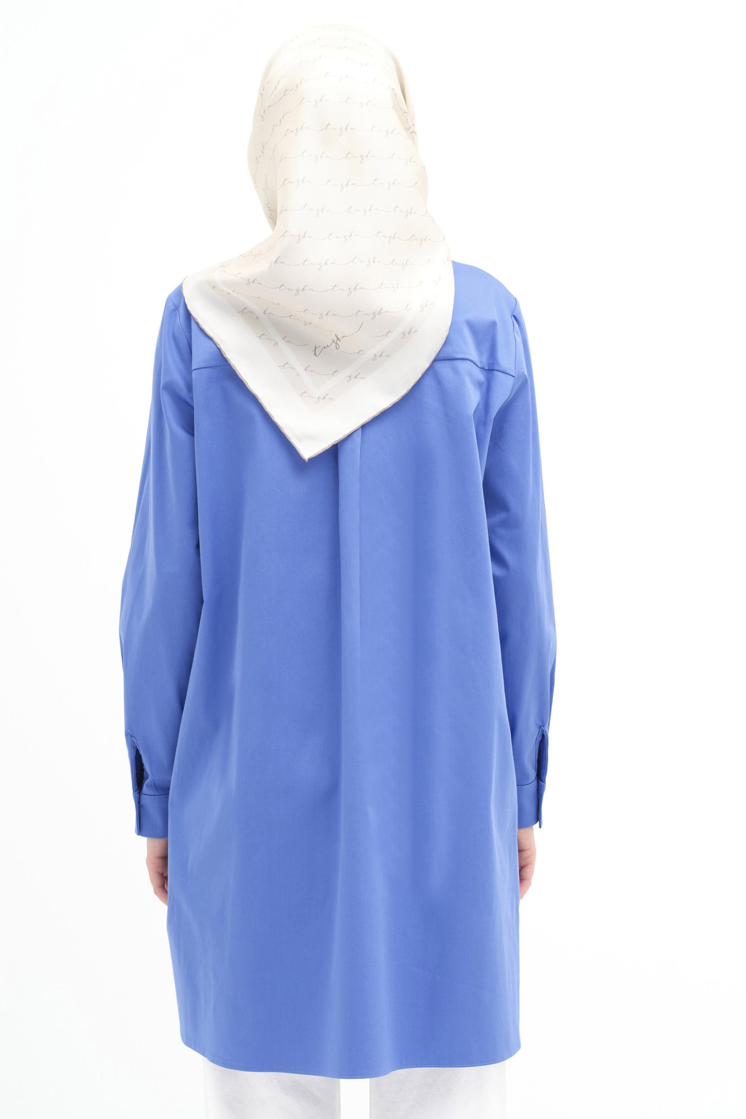 Cep Detaylı Yırtmaçlı Tunik - İndigo TUGBA