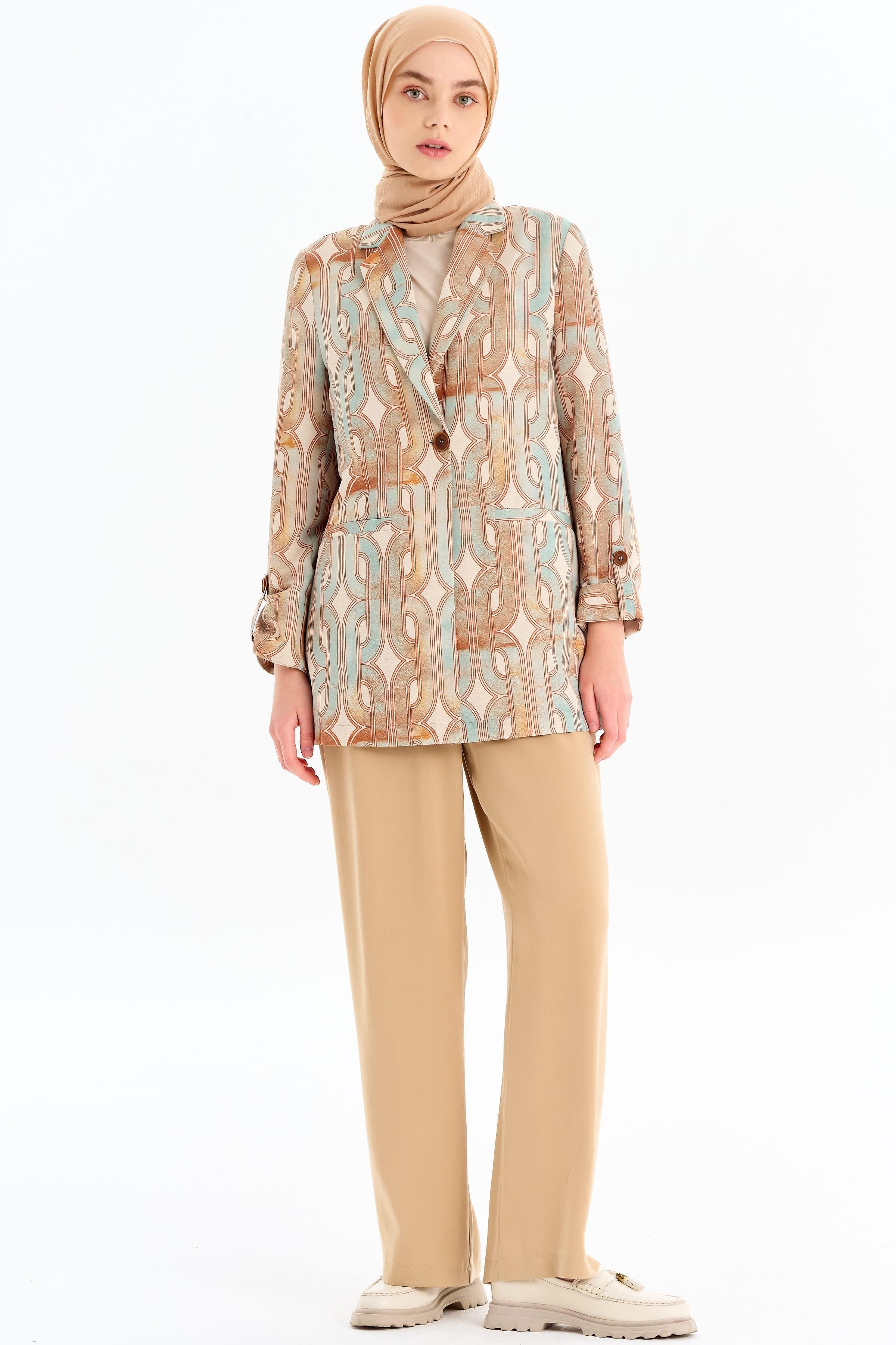 Cep Kapaklı Bol Paça Pantolon - Camel TUGBA