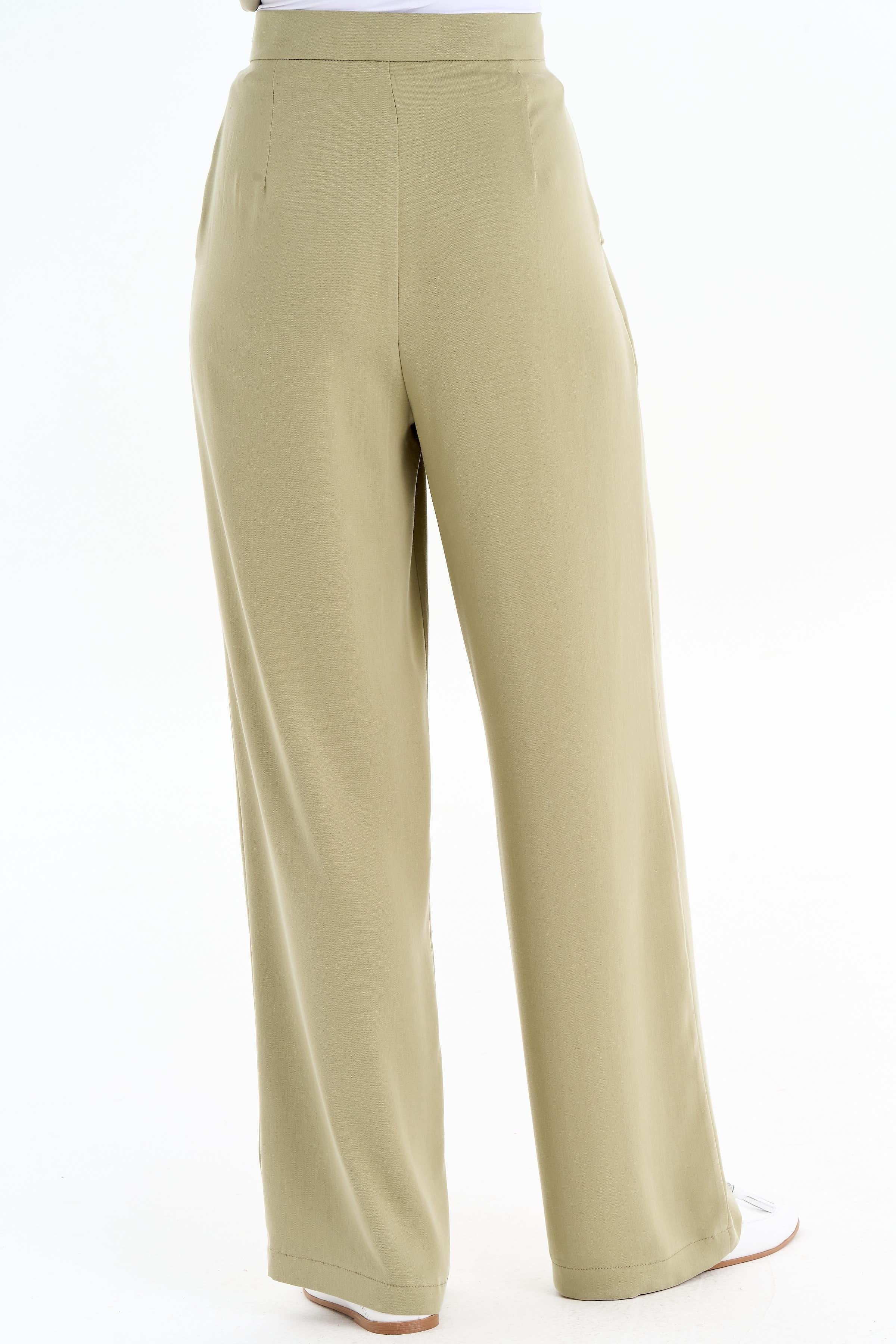 Cep Kapaklı Bol Paça Pantolon - Mint TUGBA