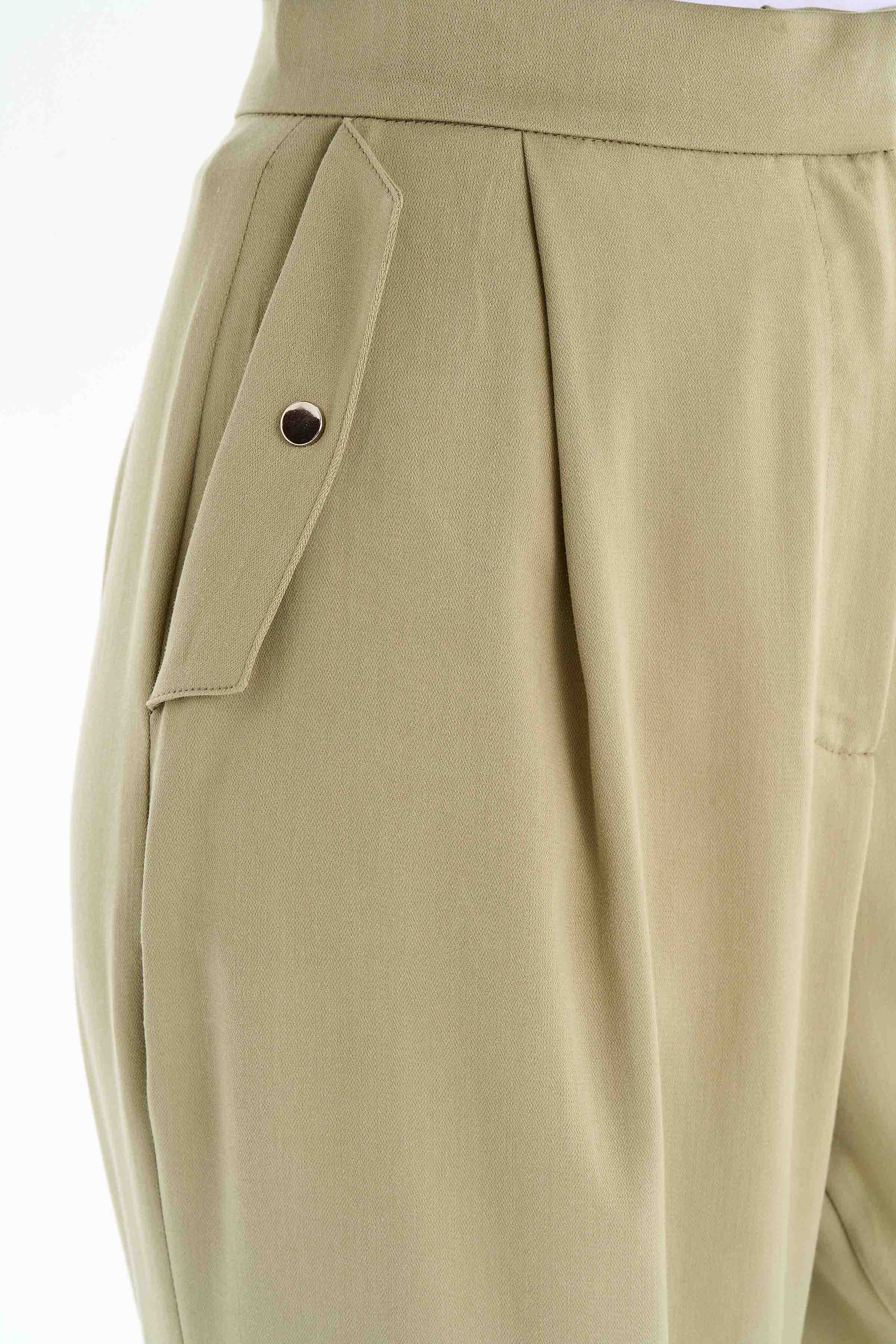 Cep Kapaklı Bol Paça Pantolon - Mint TUGBA