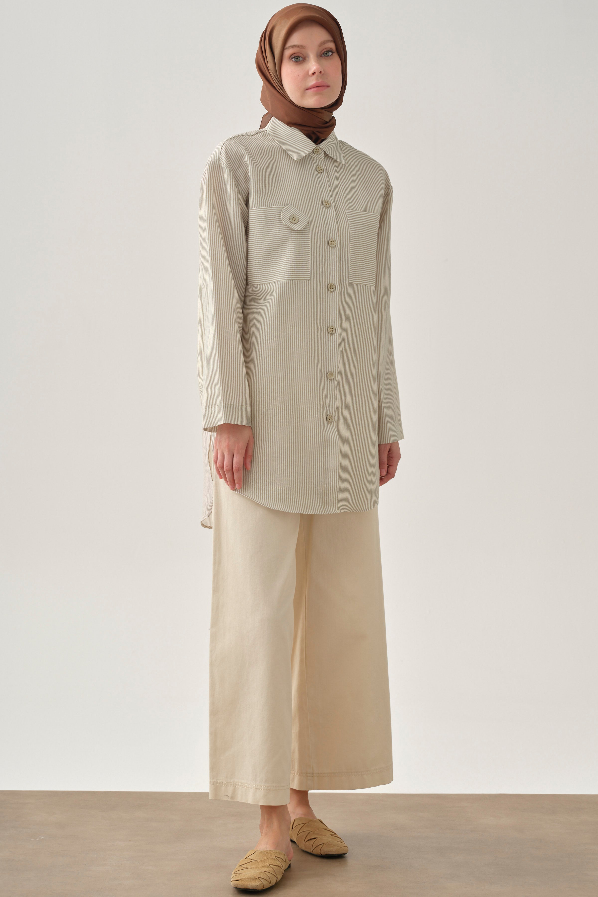 Cepli Bol Paça Pantolon - Ekru TUGBA