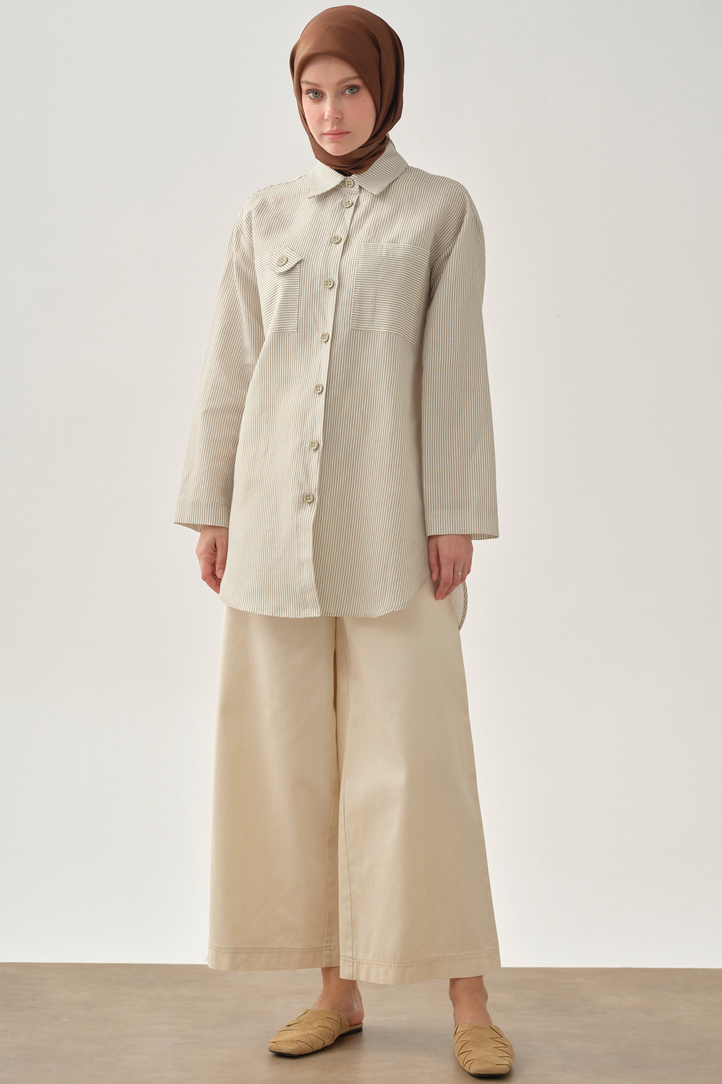 Cepli Bol Paça Pantolon - Ekru TUGBA