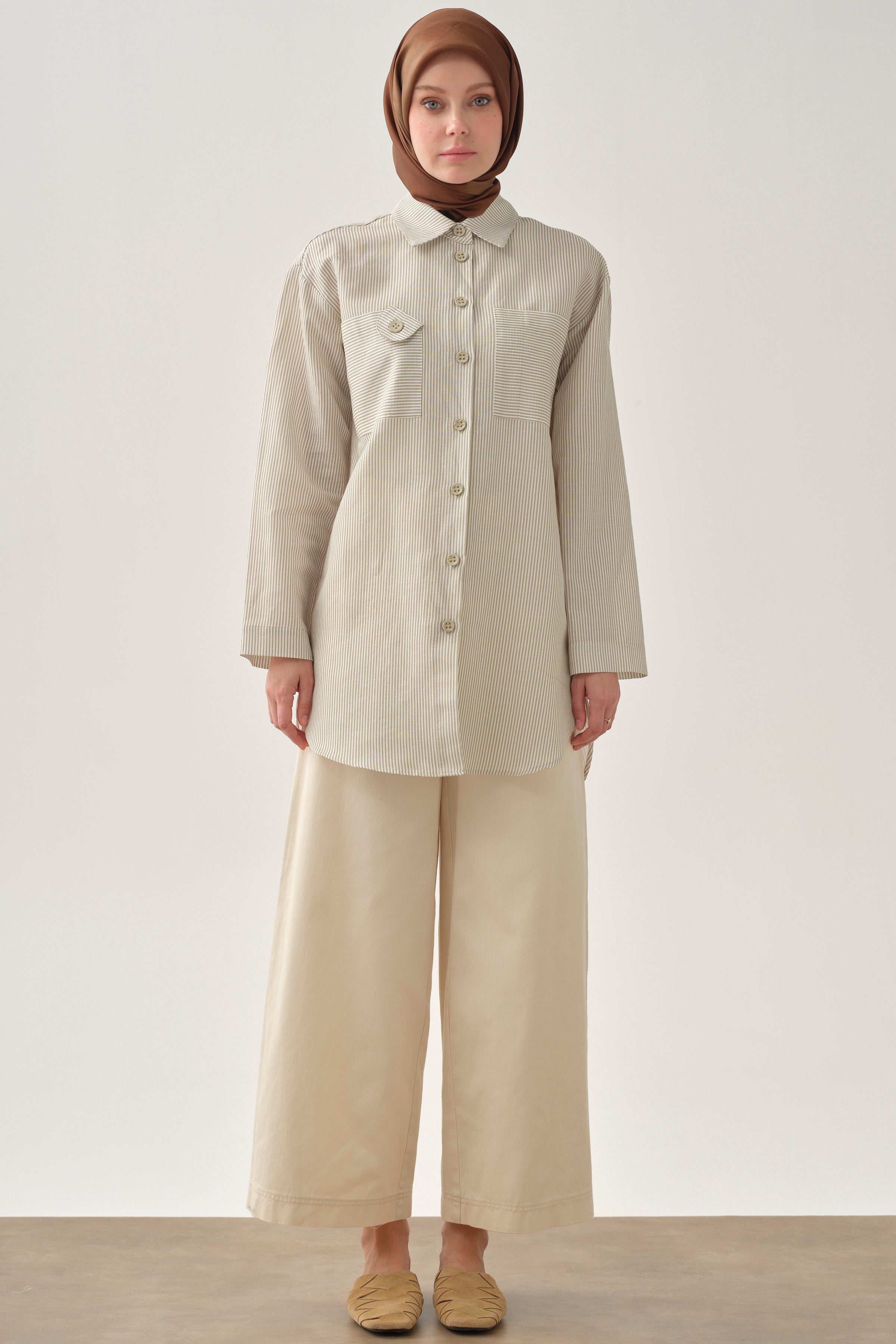 Cepli Bol Paça Pantolon - Ekru TUGBA