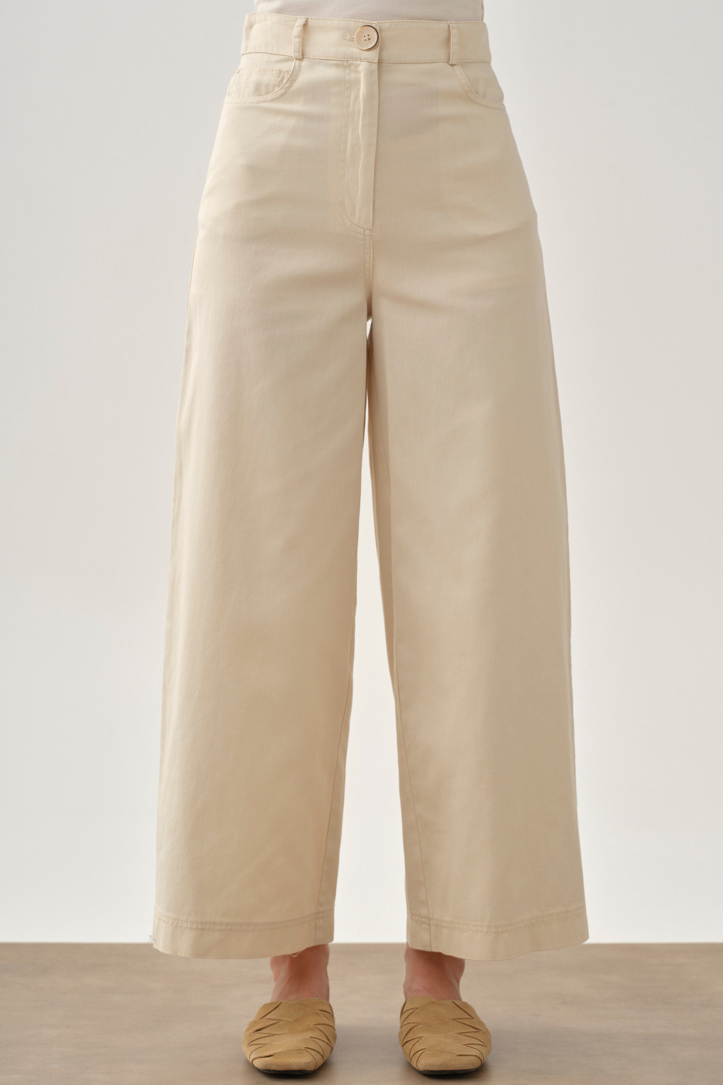 Cepli Bol Paça Pantolon - Ekru TUGBA