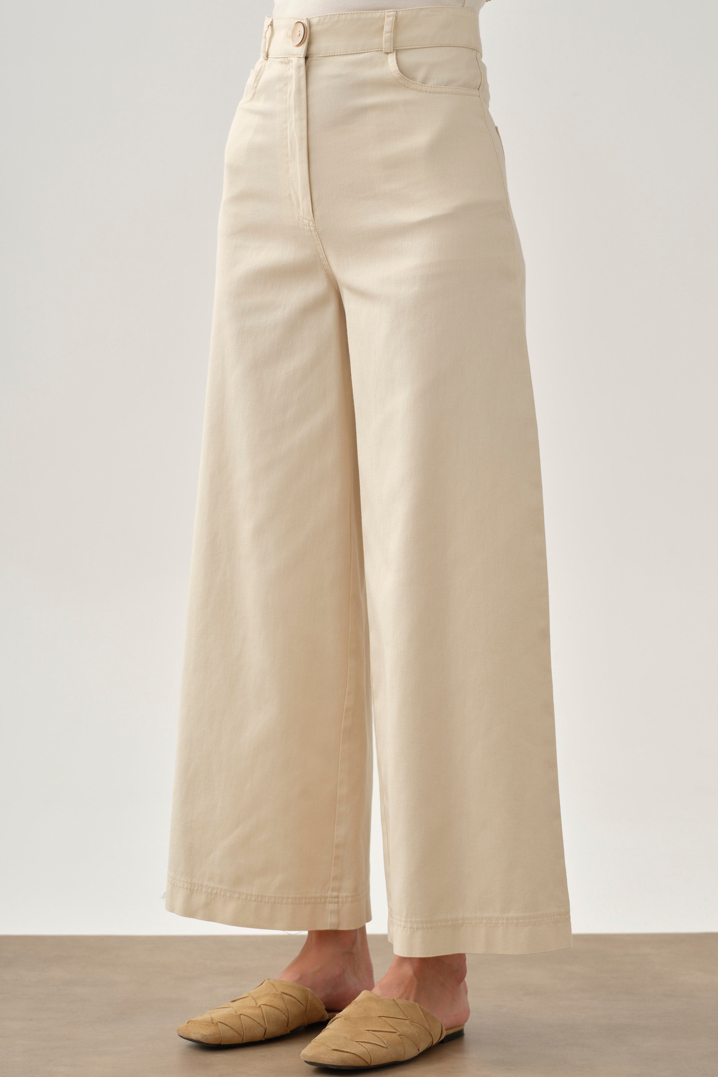 Cepli Bol Paça Pantolon - Ekru TUGBA