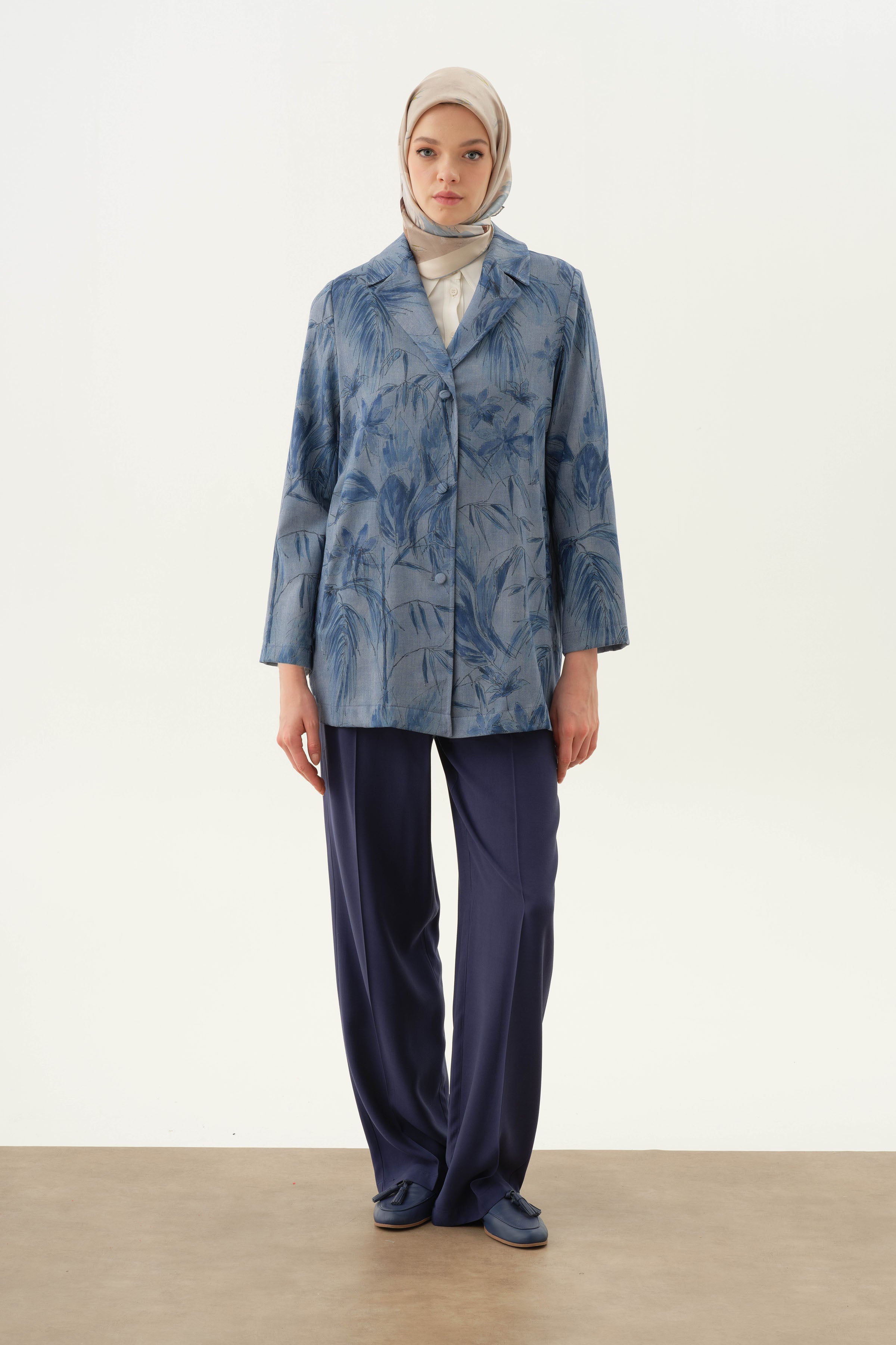 Cepli Bol Paça Pantolon - Lacivert TUGBA