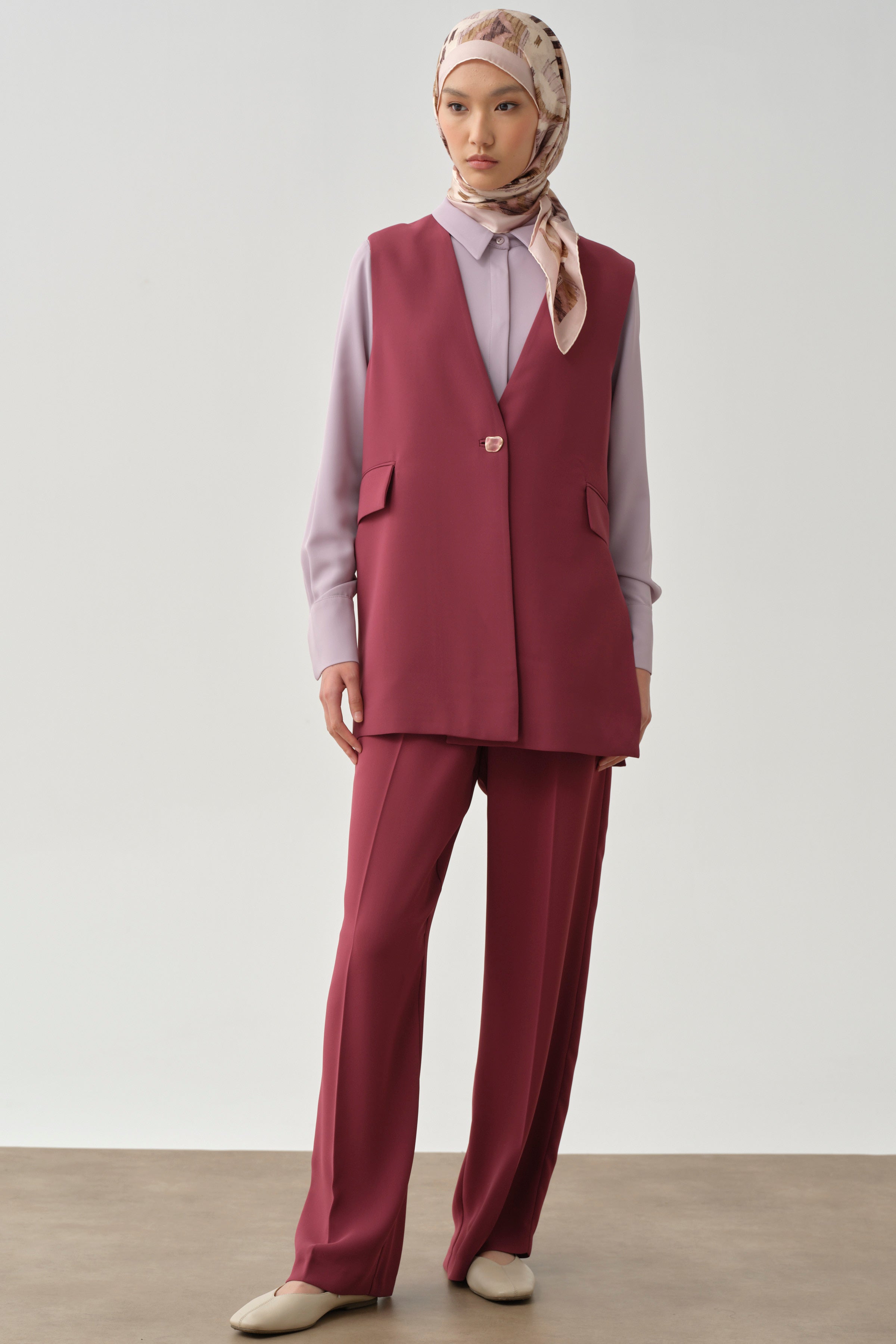 Cepli Bol Paça Pantolon - Mürdüm TUGBA