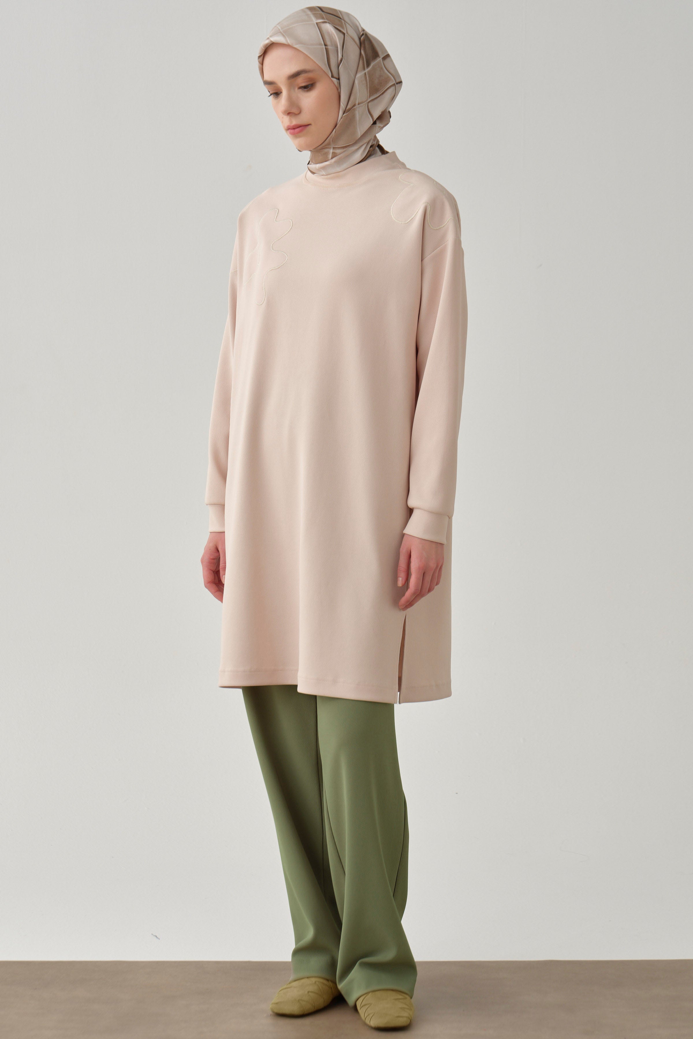 Cepli Boru Paça Örme Pantolon - Mint TUGBA