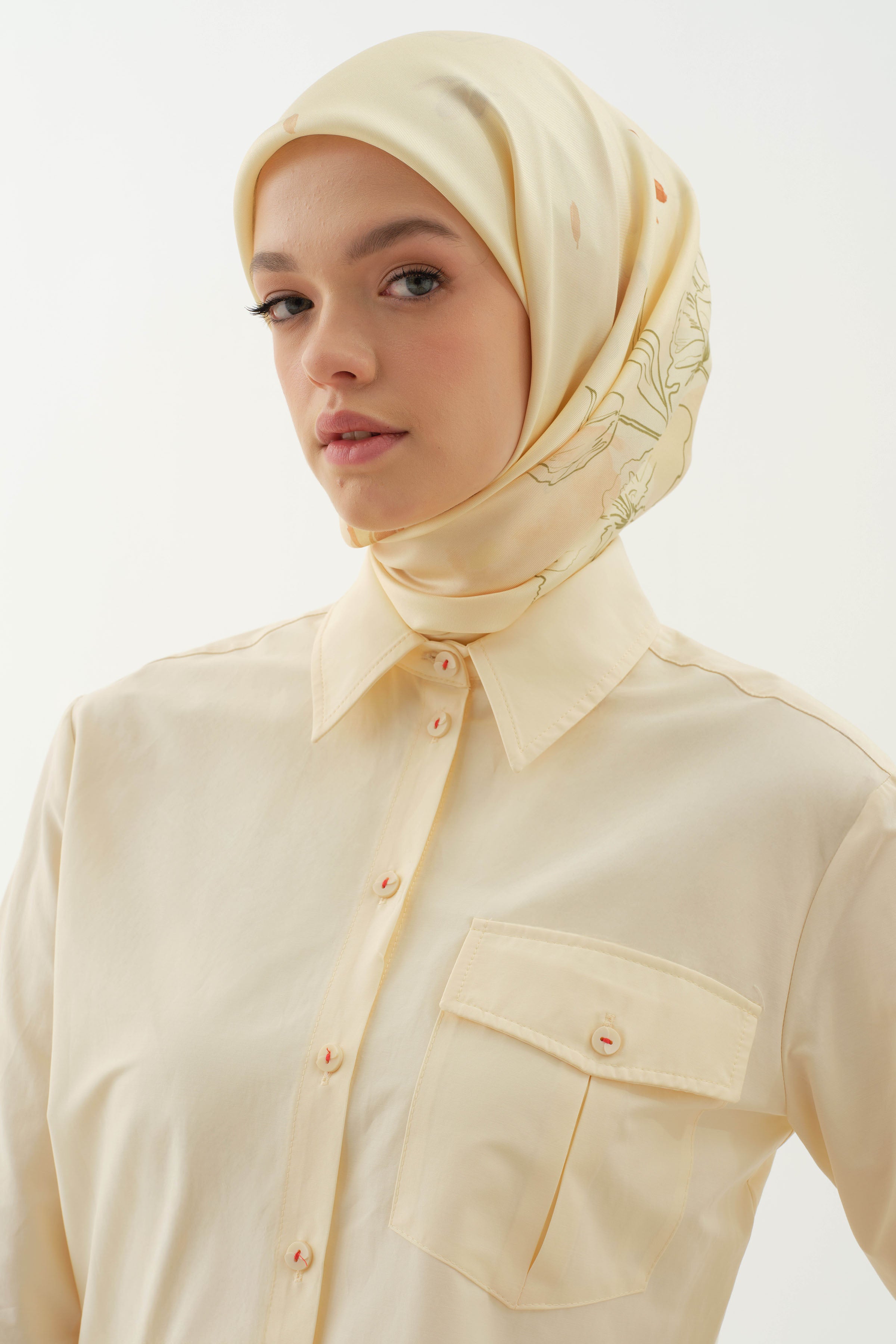 Cepli Crop Gömlek - Bej - Mercan TUGBA