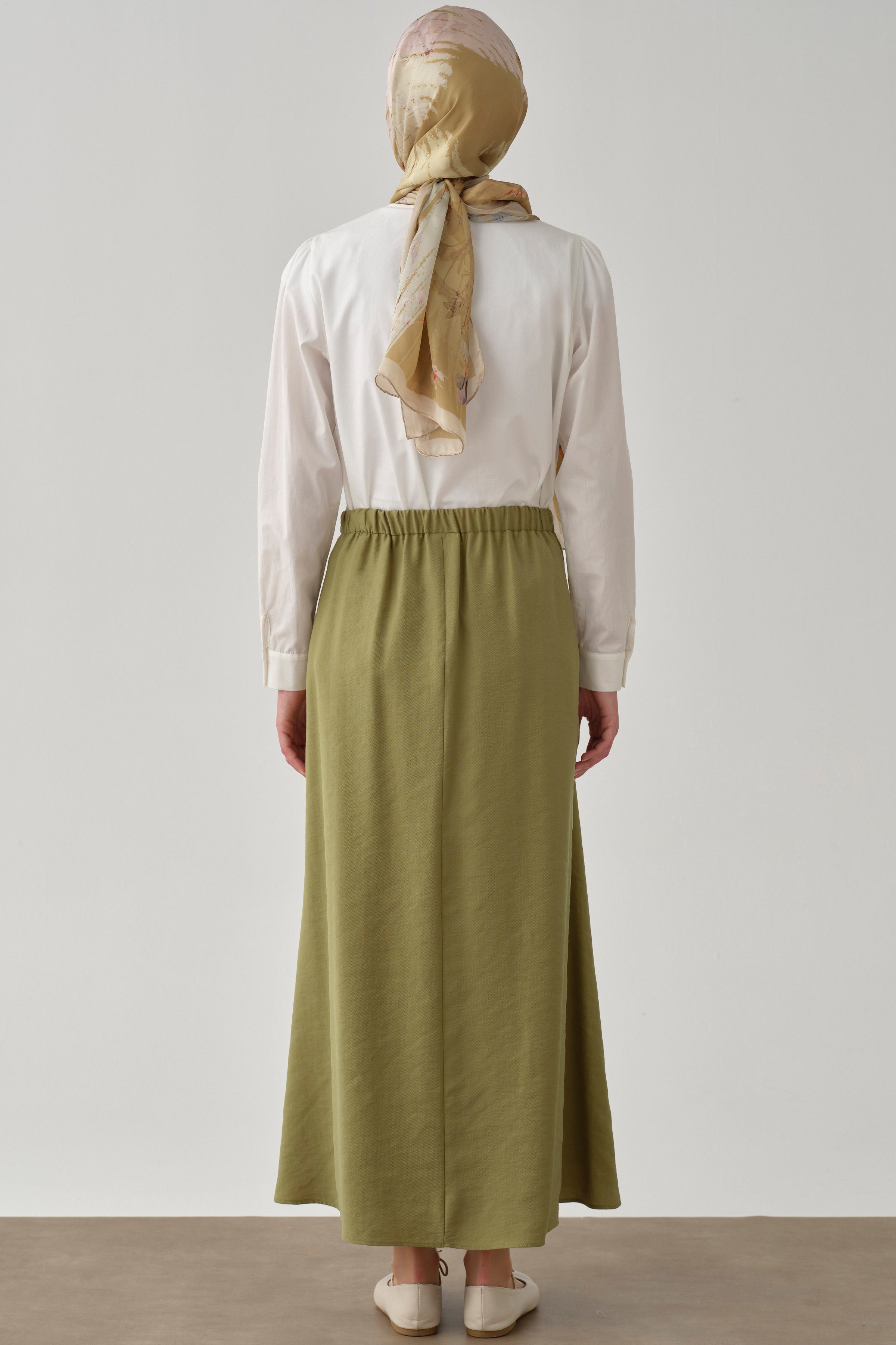 Cepli Düğme Detaylı Etek - Olive TUGBA