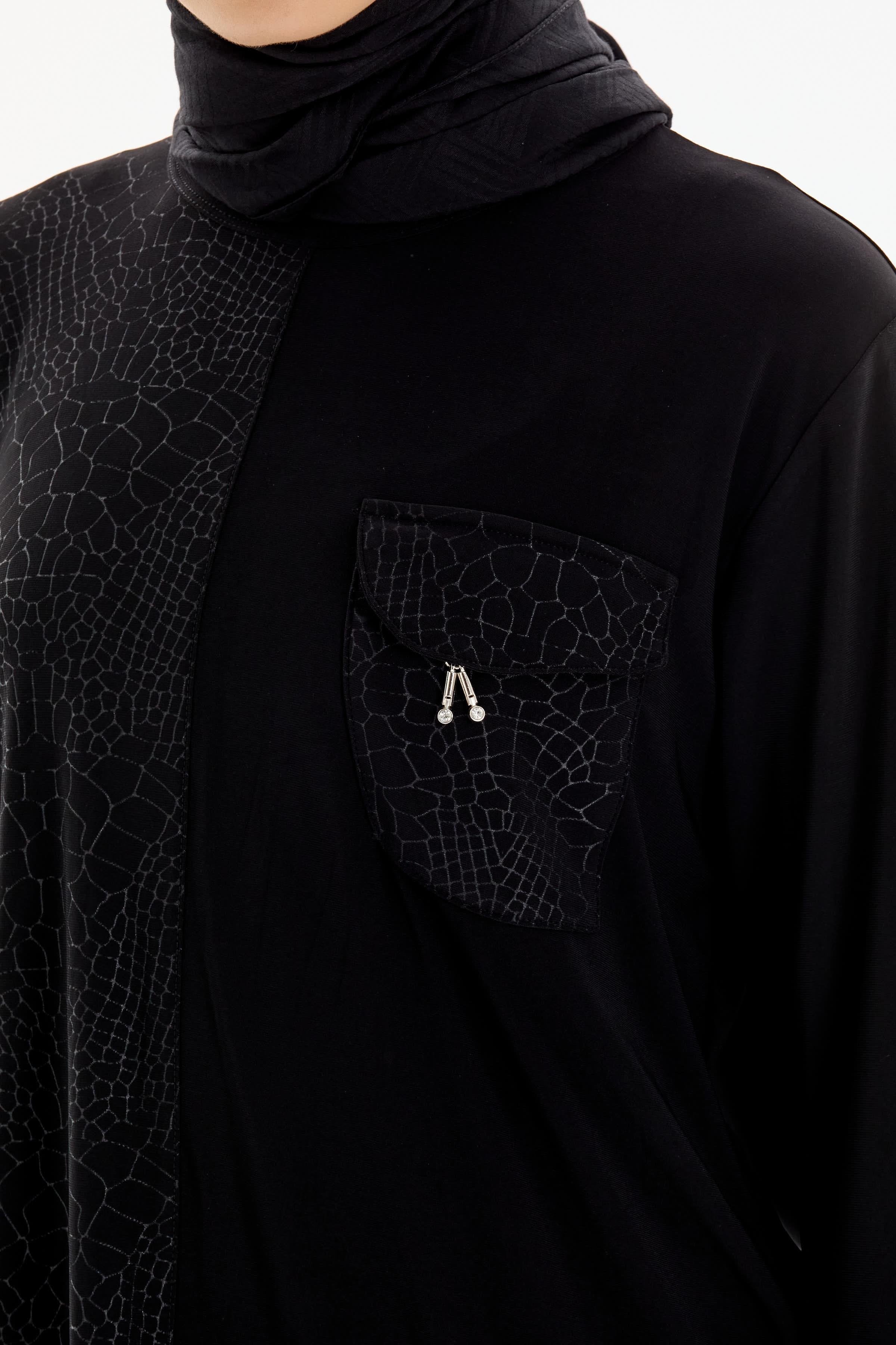 Cepli Garnili Bluz Etek Örme Takım - Siyah TUGBA