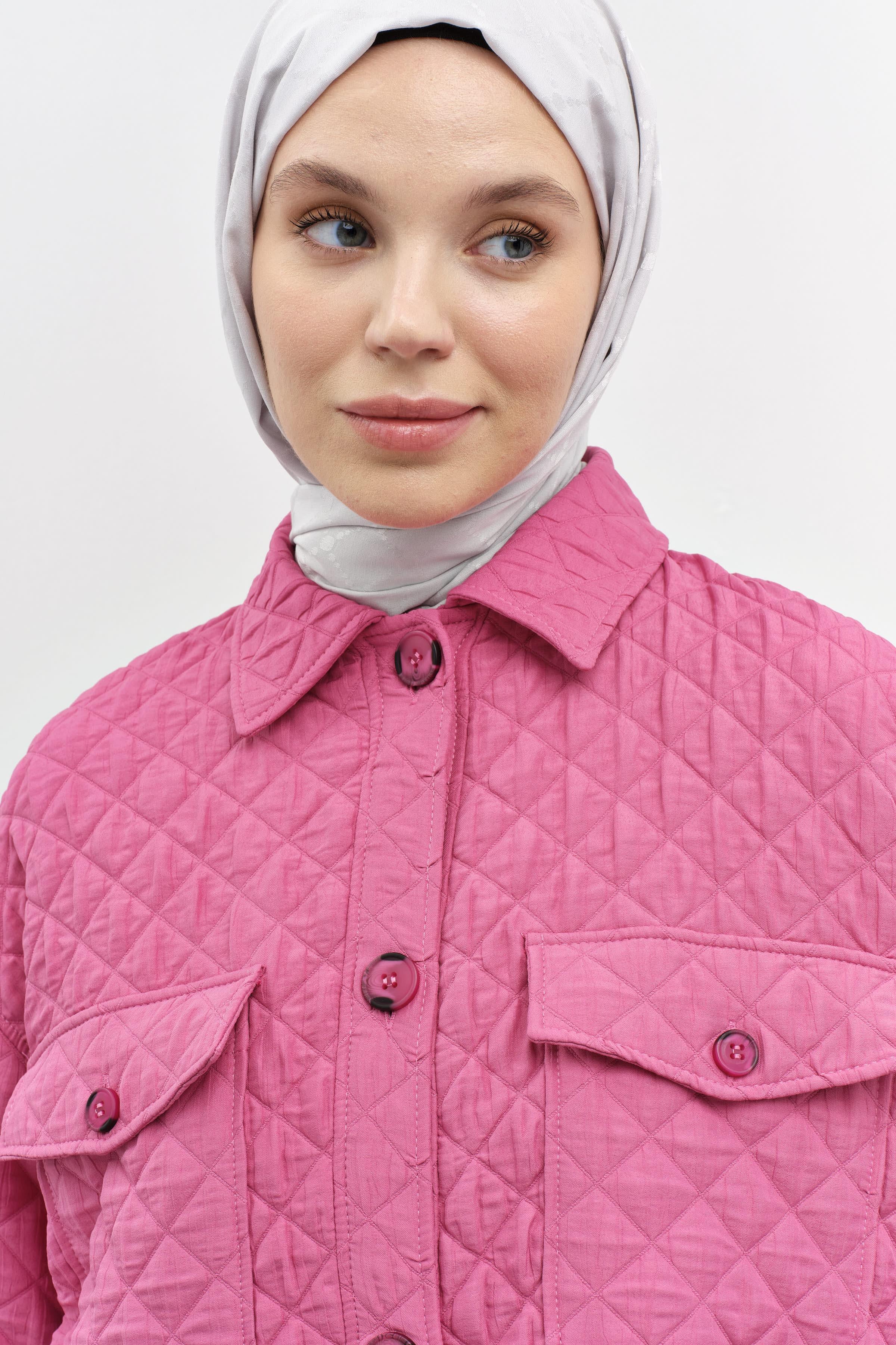 Cepli İnce Kapitone Kap - Pembe TUGBA